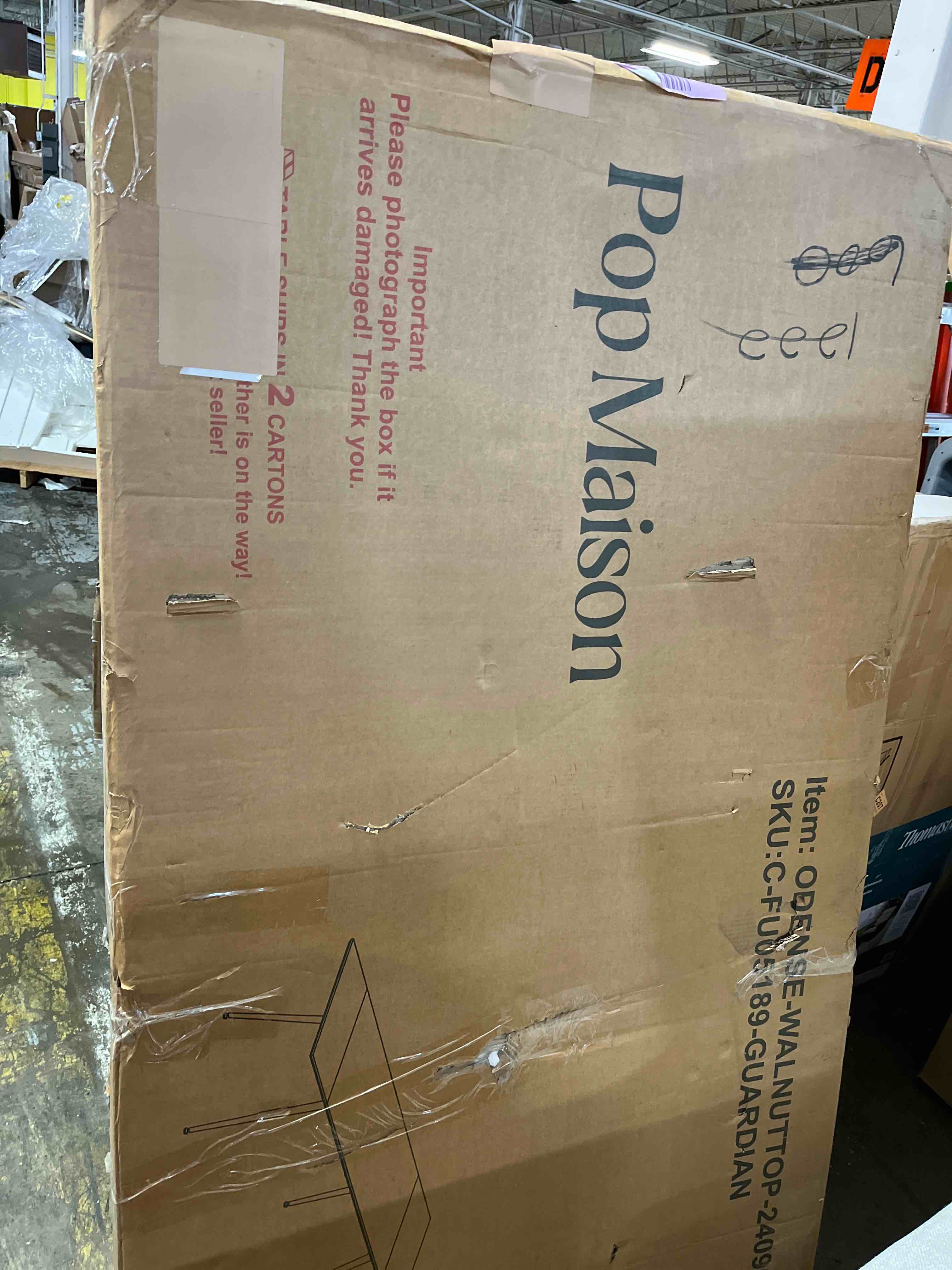 Condition photo showing As Is for Benvinda ODENSE - TOP(TABLETOP ONLY WALNUT)