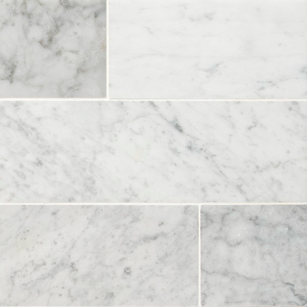 carrara white 4 in. x 12 in. honed marble subway floor and wall tile