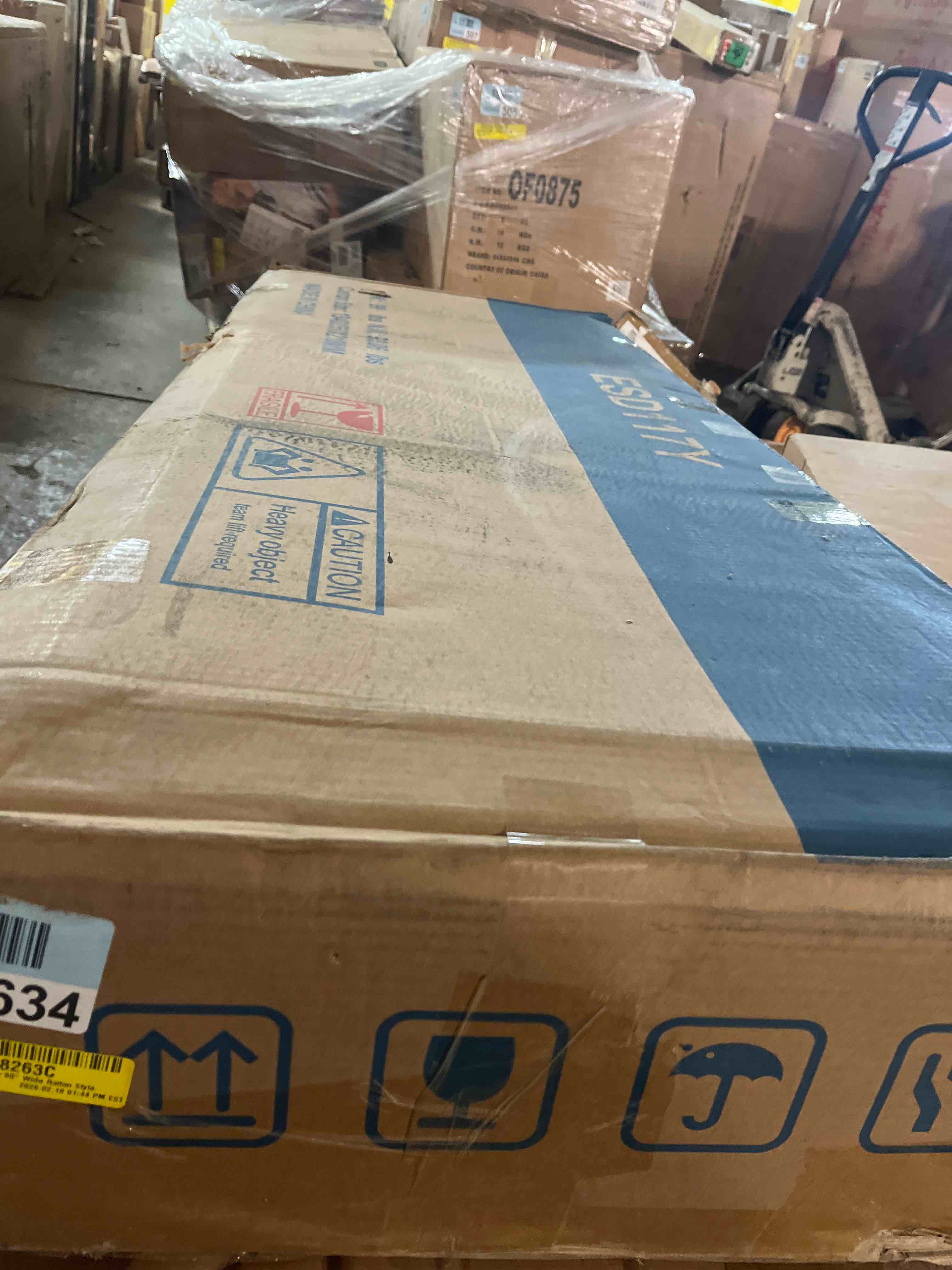 Condition photo showing New/Like New for 43.3" Wide Rolling Kitchen Island with Storage and Solid Wood Top