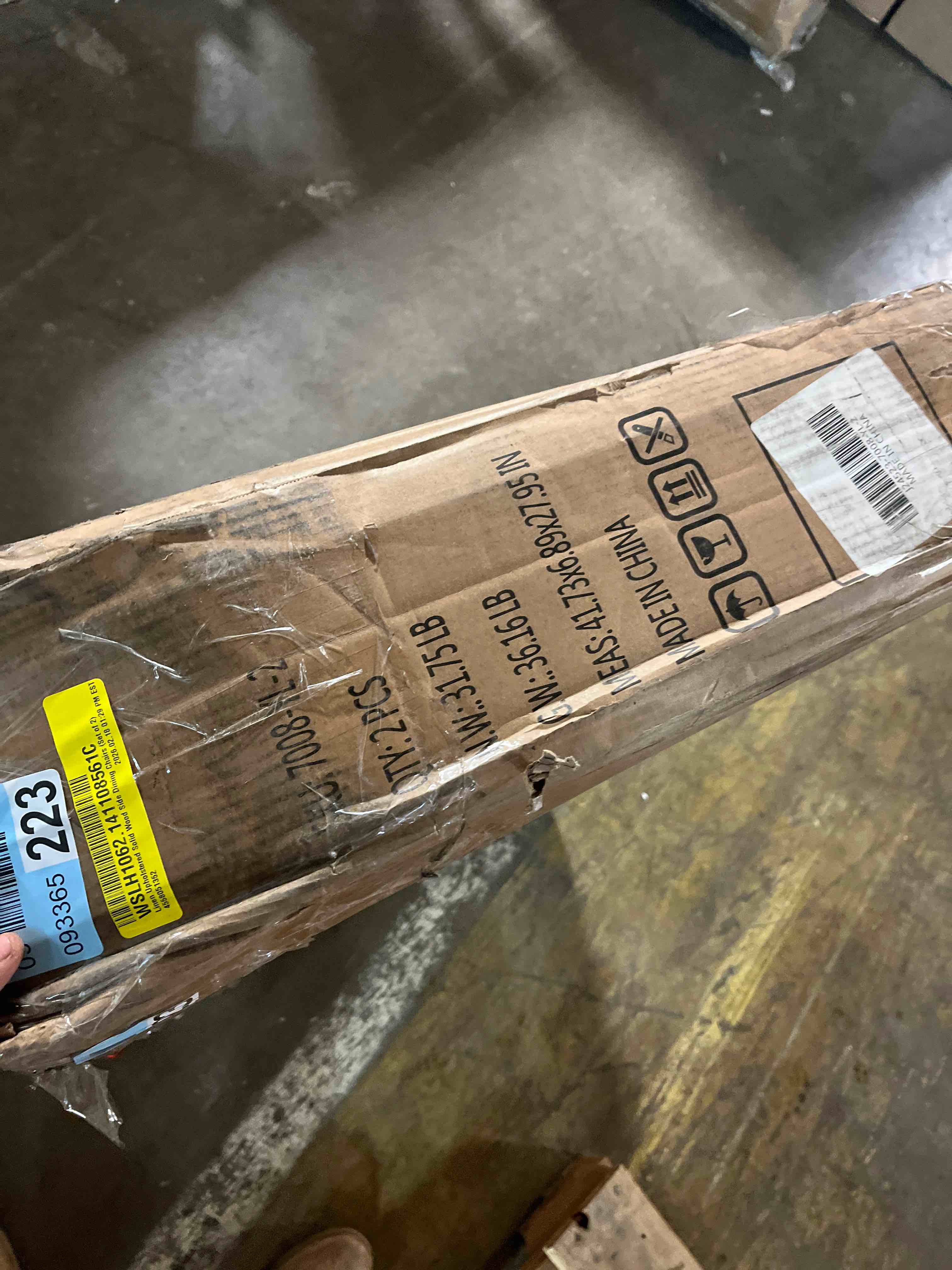 Condition photo showing Good Condition for Linen Upholstered Solid Wood Side Dining Chairs (Set of 2)