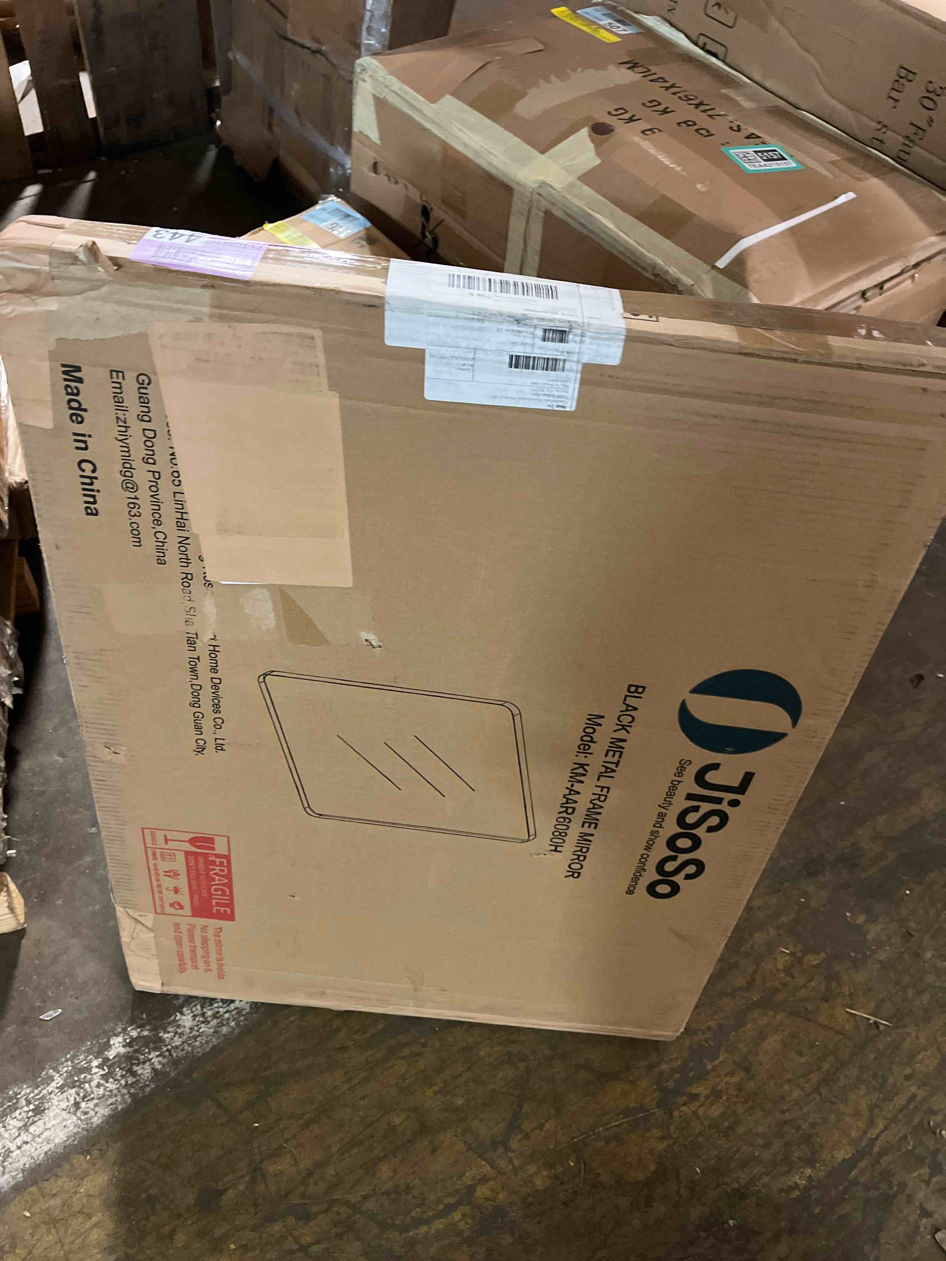 Condition photo showing New/Like New for Black Bathroom Mirror, 24x32 Inch Thick Rectangle Metal Framed Wall Mirror, Modern Round Corner Bathroom Vanity Mirror for Over Sink, Bedroom, Living Room, Entryway Black 24"L x 32"W