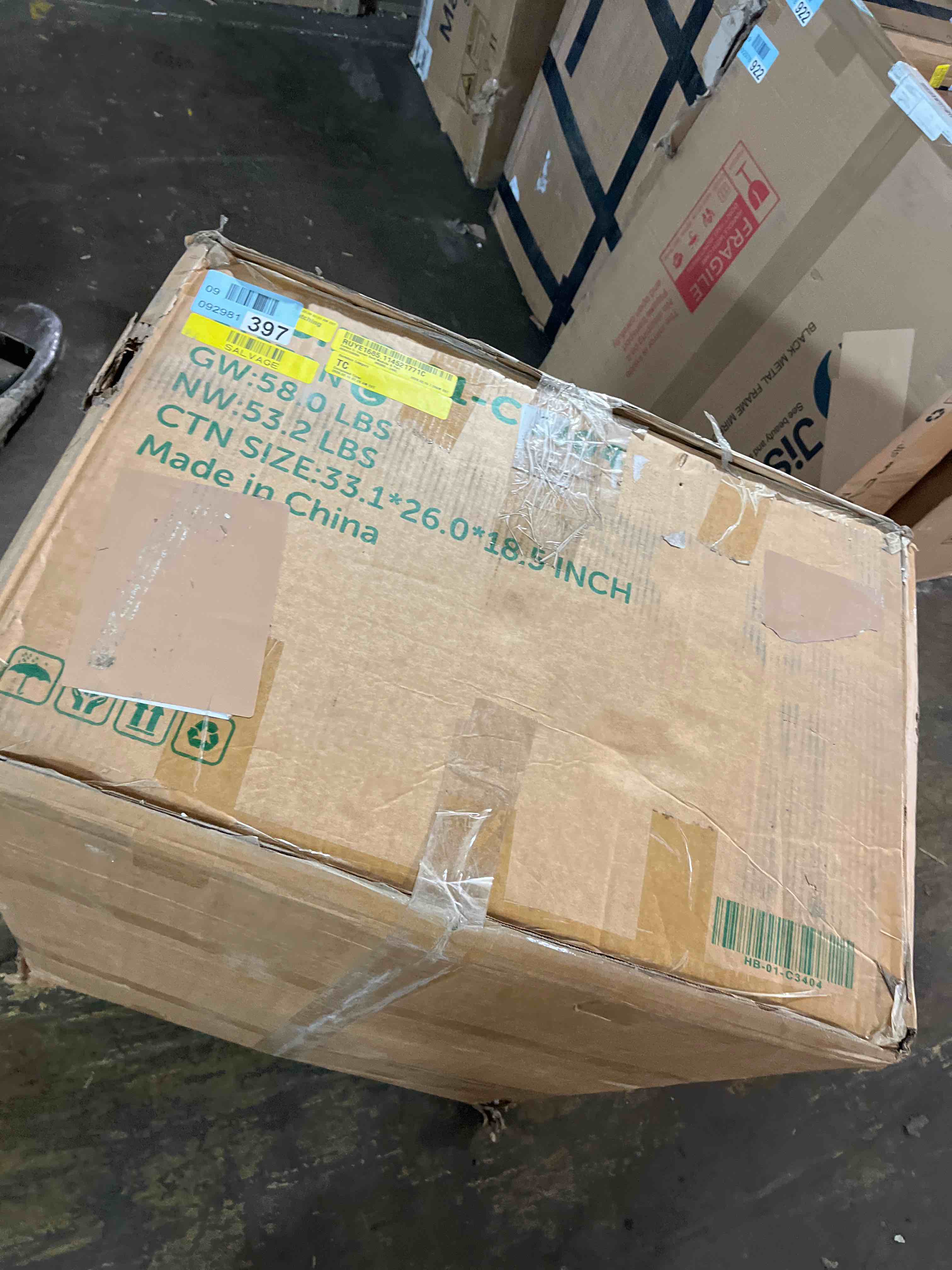 Condition photo showing As Is for Modern Sectional Linen Cloud Couch for Living Room L Shape Modular Filled-Down Sofas,Detachable Couch Cushion Covers,Cozy Feather Down Sofa for Apartment Black(CARTON C ONLY)