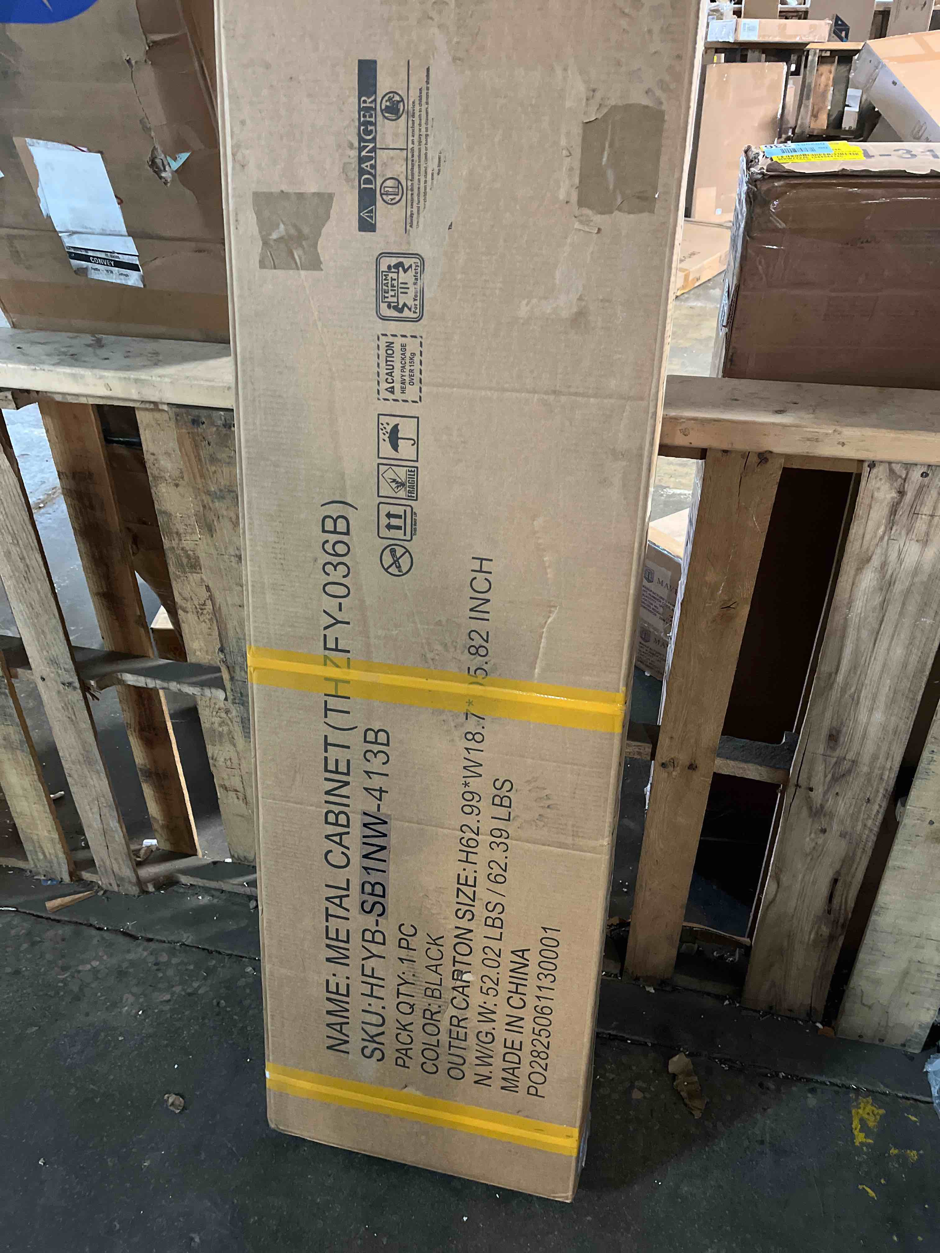 Condition photo showing New/Like New for Yizosh Metal Storage Cabinet with Lock - 72" Garage Storage Cabinet with 2 Locking Doors and 5 Adjustable Shelves, Black Steel Lockable for Office,Home,Garage