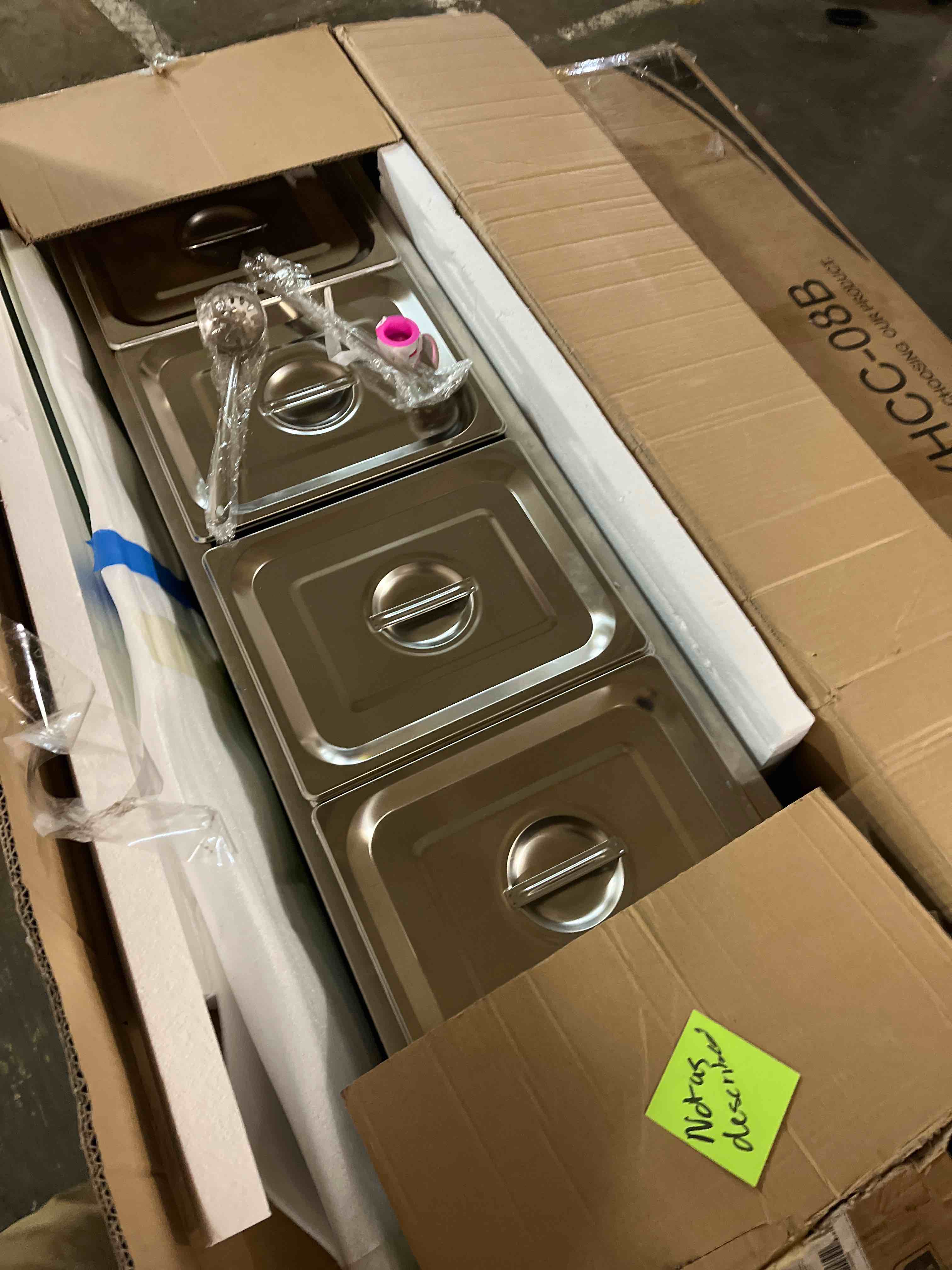 Condition photo showing Good Condition for INTBUYING LP Gas Food Soup Warmer Propane Gas Stove Bain-Marie Commercial Canteen Buffet Steam Heater Stainless Steel with Gas Regulator Valve 12''x8.7''x4''Pan-4 Pans Single Row