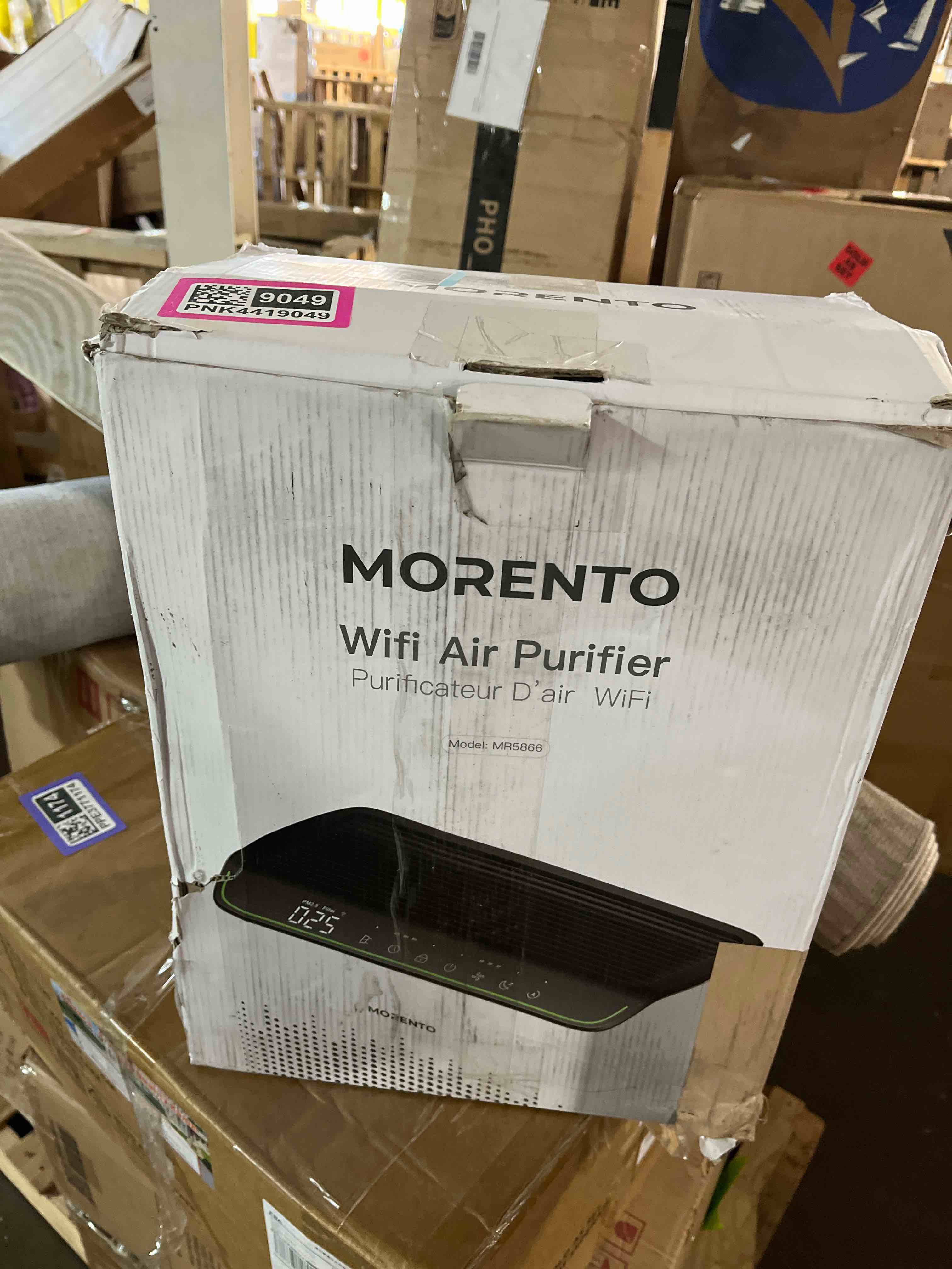 Condition photo showing As Is for MORENTO Air Purifiers for Home Large Room Up to 1290 ft² with PM 2.5 Air Quality Monitor, Wi-Fi and Alexa compatible, HEPA Auto Mode Double-sided Air Inlet for Smoke and Odor, 23db, MR5866, White