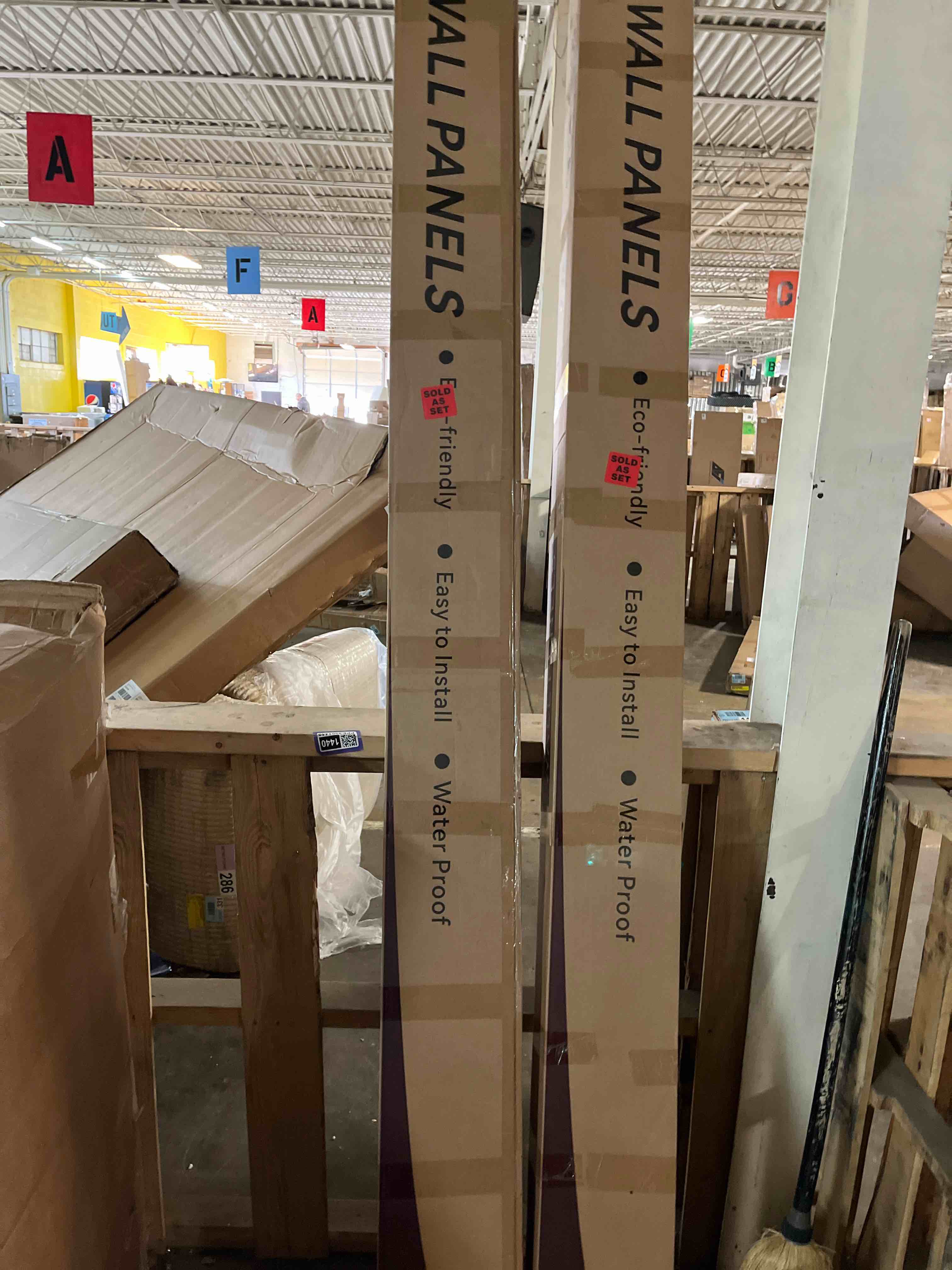 Condition photo showing New/Like New for WPC Wood Slat Wall Panels, 8 Pack 95” x 6” Accent Slat Wood Slats for Wall and Ceilings, Acoustic Panels for Interior Wall Modern Décor, Oak