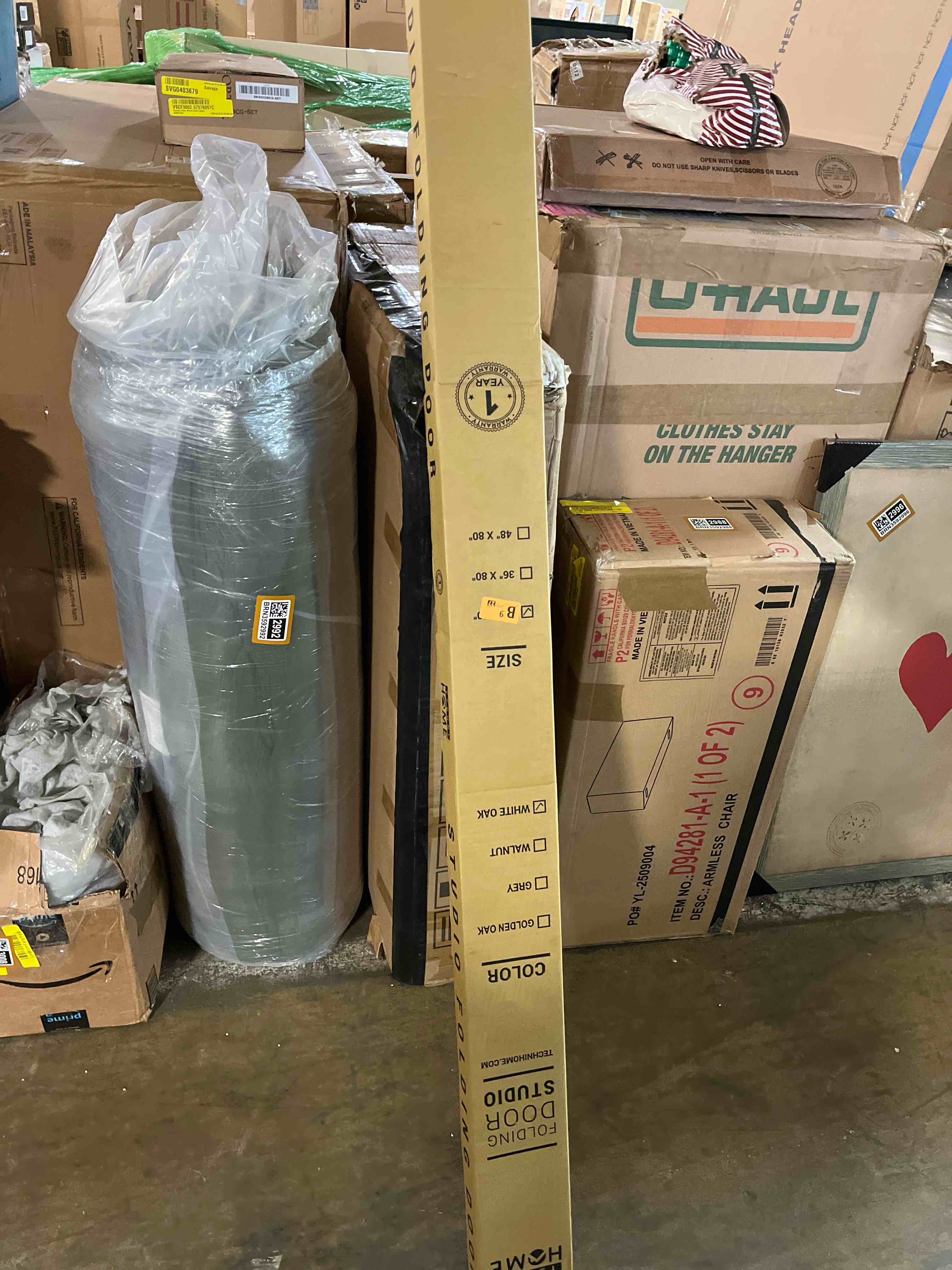 Condition photo showing New/Like New for 48" W Premium Foldable Accordion Doors, Double Walled Heavy Duty Folding Doors for Interior, Privacy Room Divider, White Oak White Oak 48