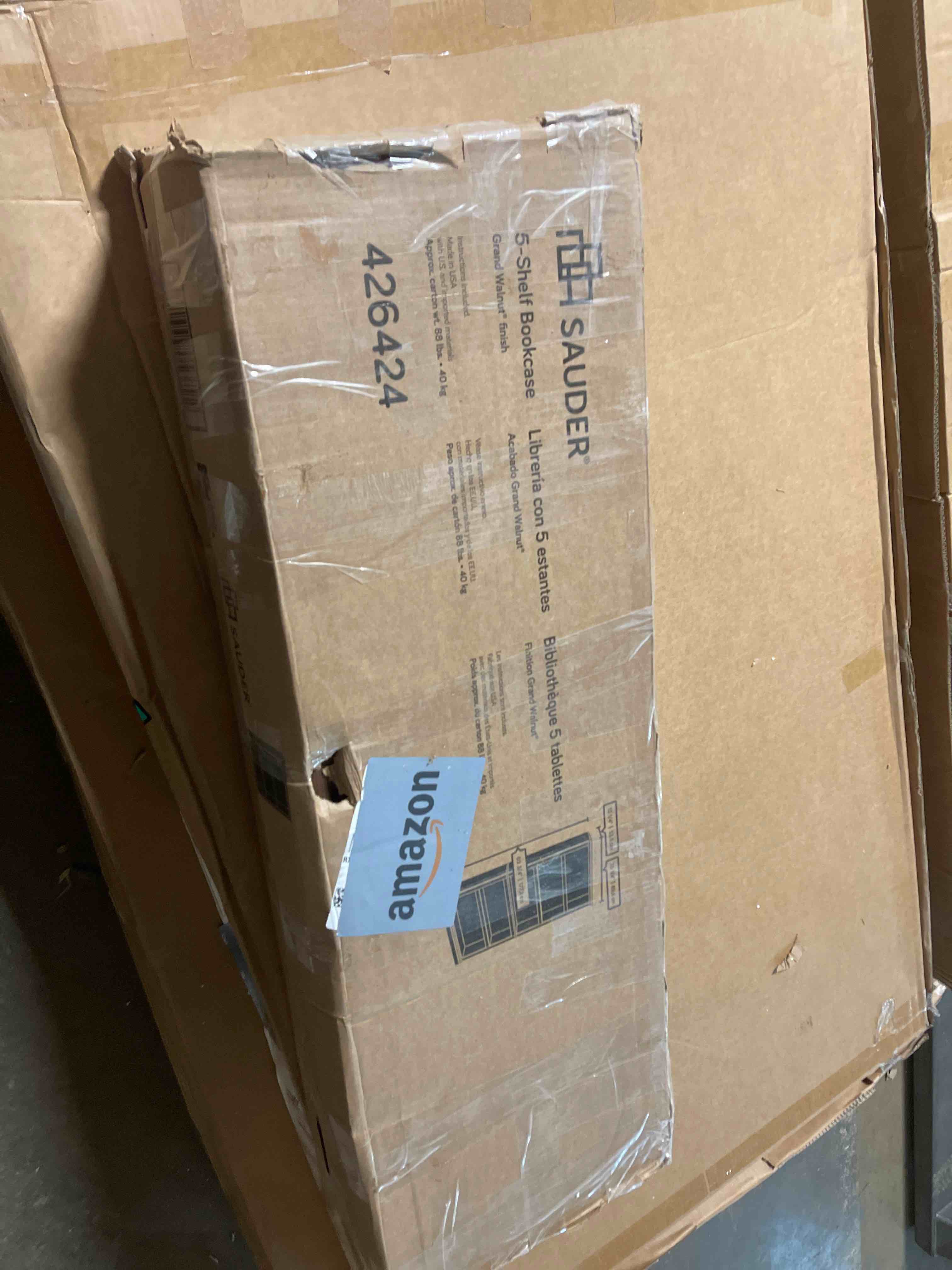 Condition photo showing New/Like New for Sauder Select 5-Shelf Bookcase, in a Grand Walnut Finish