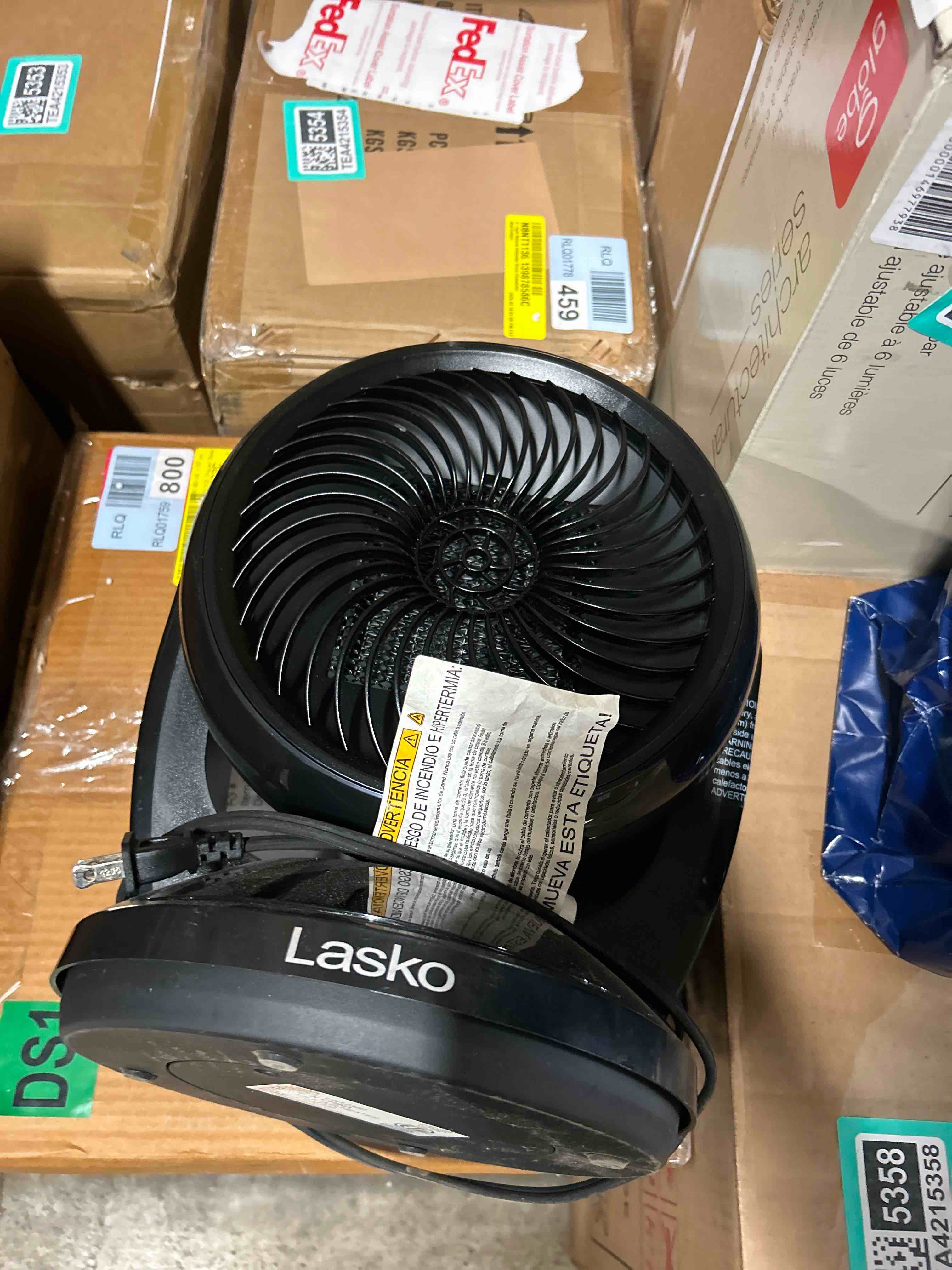 Condition photo showing Good Condition for Lasko Air Circulator Fan, Whirlwind Orbital Motion Table Fan, 3 Speeds, Timer, Dark Mode, Remote Control Small Room Fan, Black, A12558