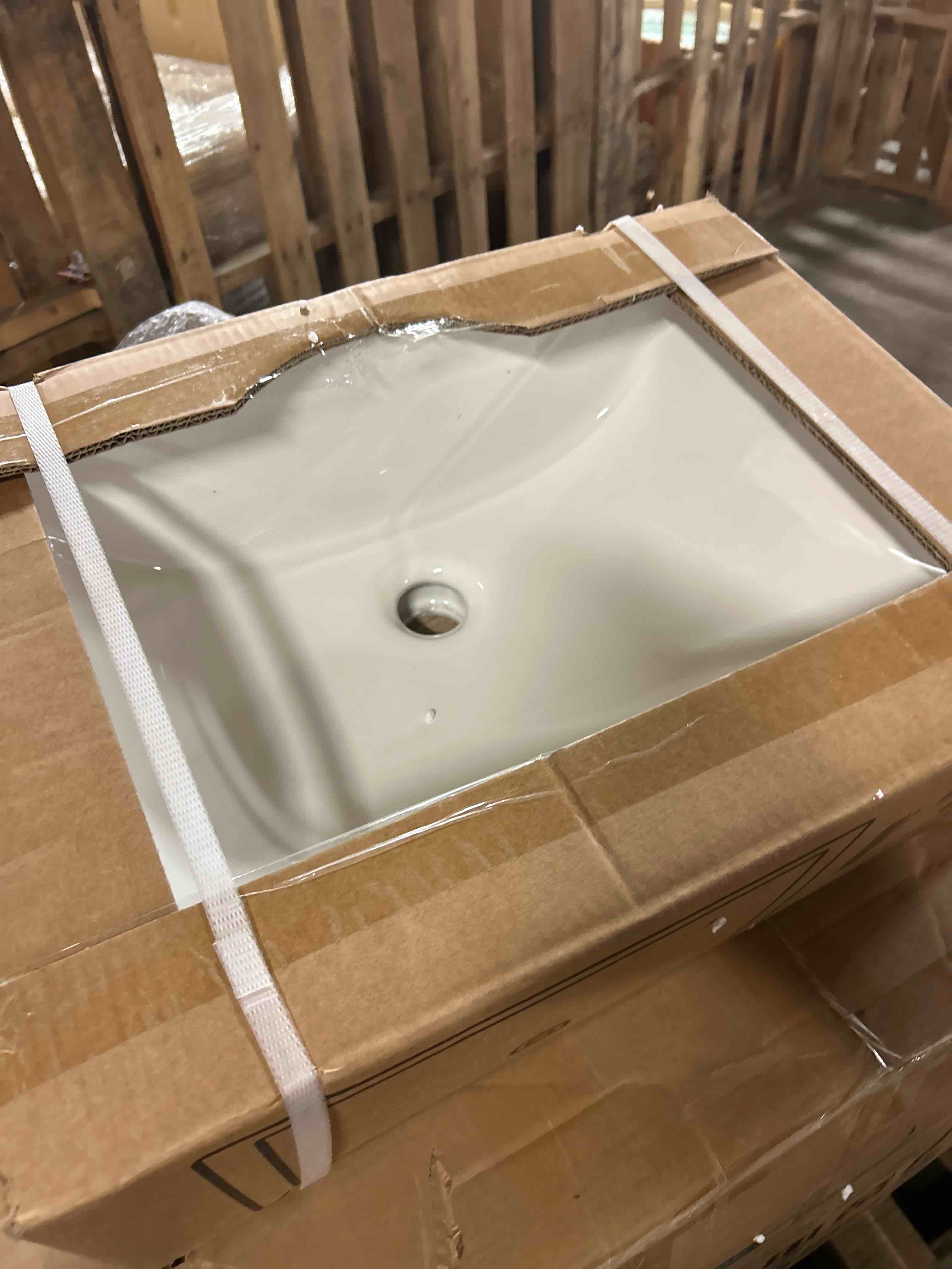 Condition photo showing New/Like New for HOROW Undermount Bathroom Sink, 21.6" x 15.7" Rectangle Bathroom Sink with Deep Basin, Anti-Splash Design, Overflow, Small Vanity Sink for Half and Full Bathroom