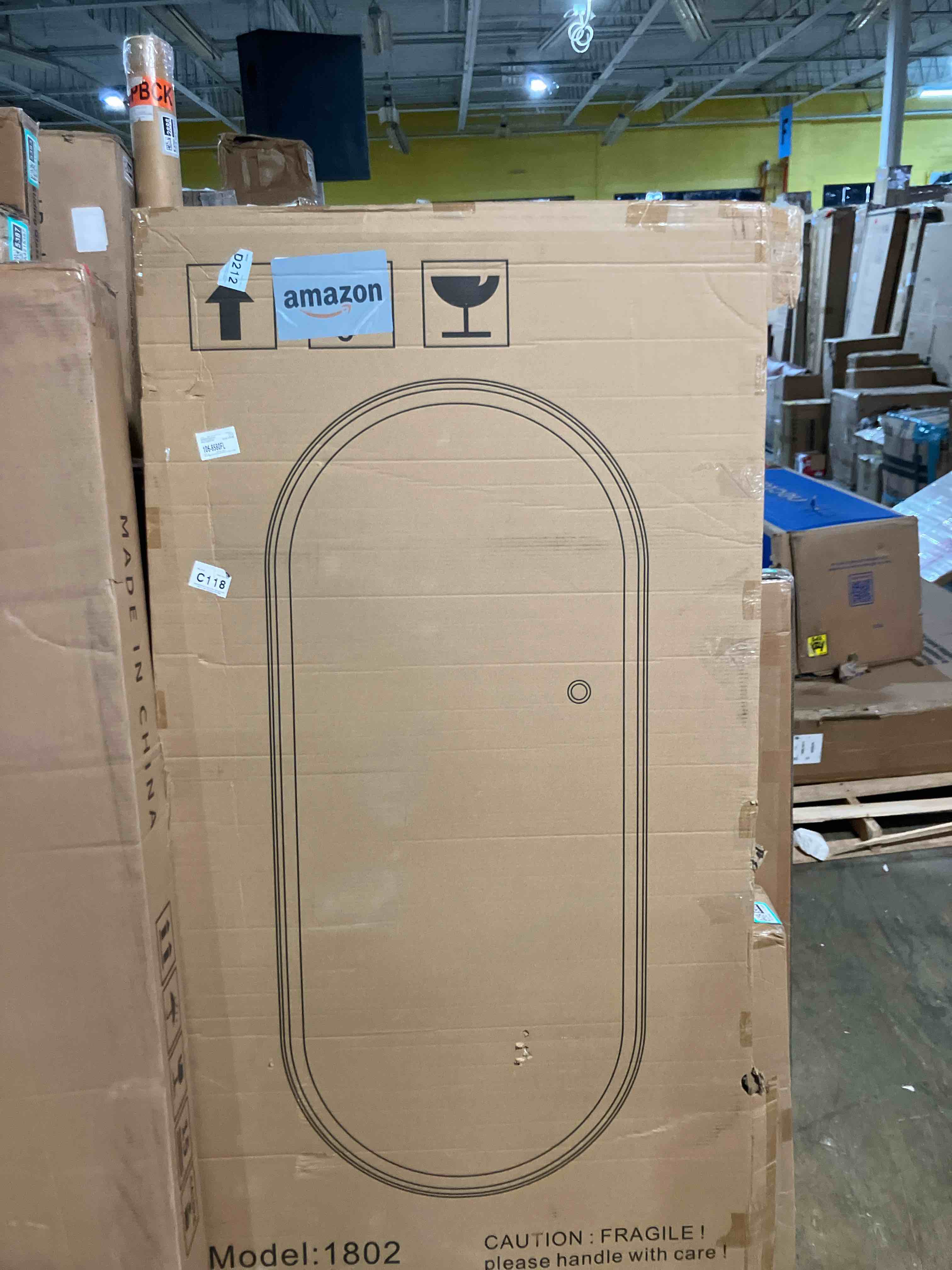Condition photo showing New/Like New for JJUUYOU Oval Full Length Mirror Black Metal Framed Bathroom Mirrors for Wall 63"X32" Inch Matte Bedroom Vanity Mirror Farmhouse Anti-Rust Tempered Glass Hangs Horizontally or Vertically Mirrors