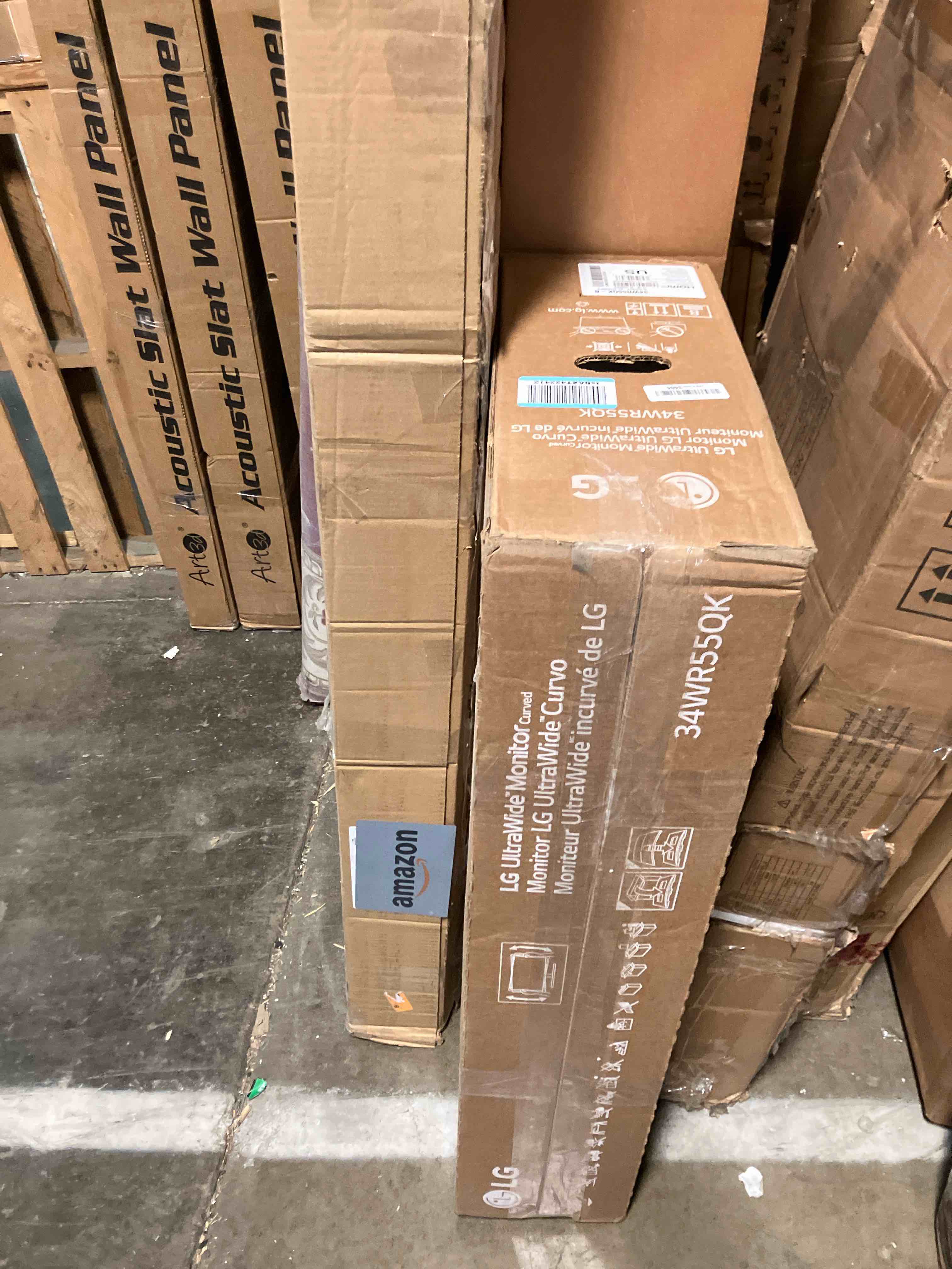 Condition photo showing As Is for LG 34WR55QK-B 34-inch UltraWide WQHD (3440 x 1440) Curved Computer Monitor, 100Hz, 5ms, HDR10, Reader Mode, HDMI, DisplayPort, USB Type-C, Tilt/Height Adjustable Stand, Black 34WP60C (Scree Shattered)