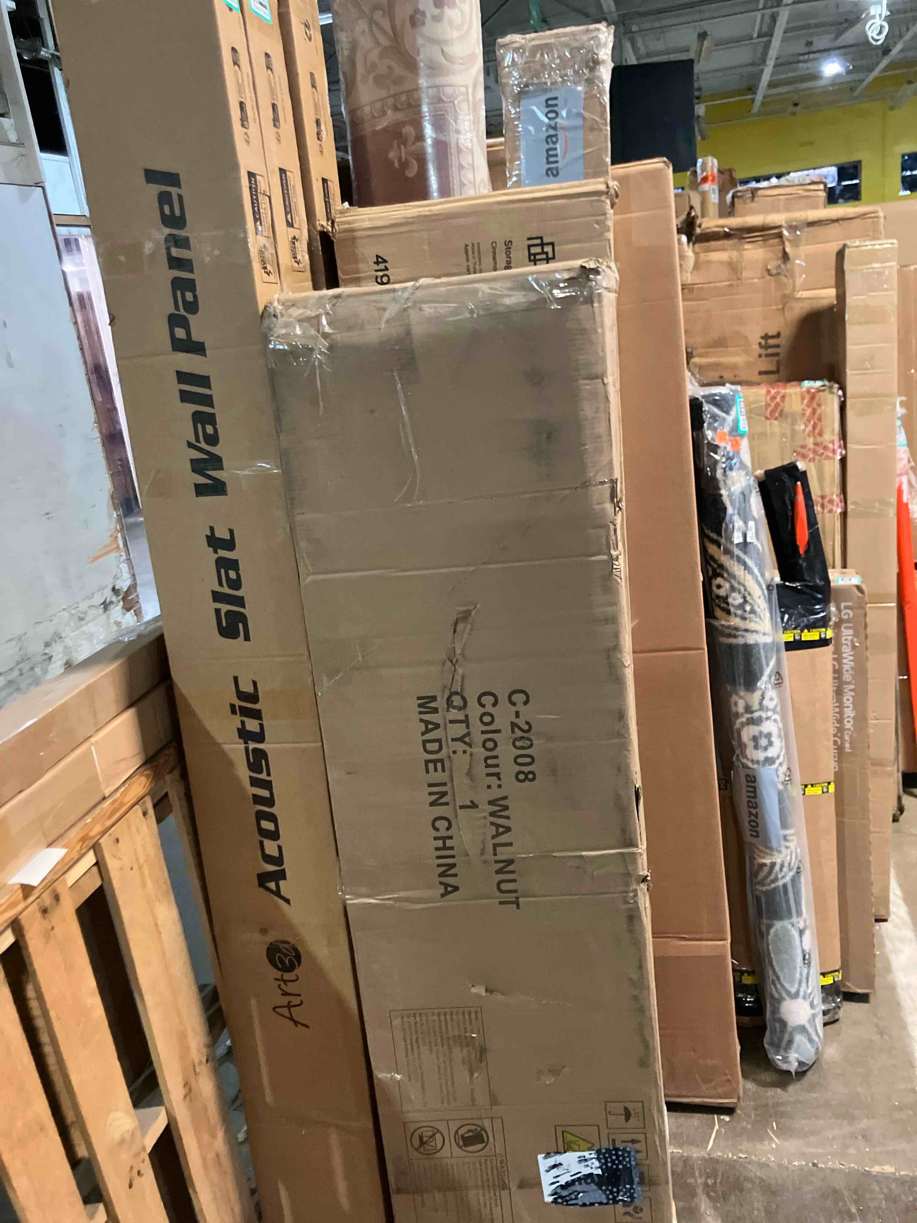 Condition photo showing New/Like New for ChooChoo Bathroom Floor Cabinet, Farmhouse Bathroom Storage Cabinet with 4 Doors and Adjustable Shelves, Pantry Cabinet for Living Room, Kitchen, Walnut Walnut 11.81"D x 23.62"W x 43.31"H