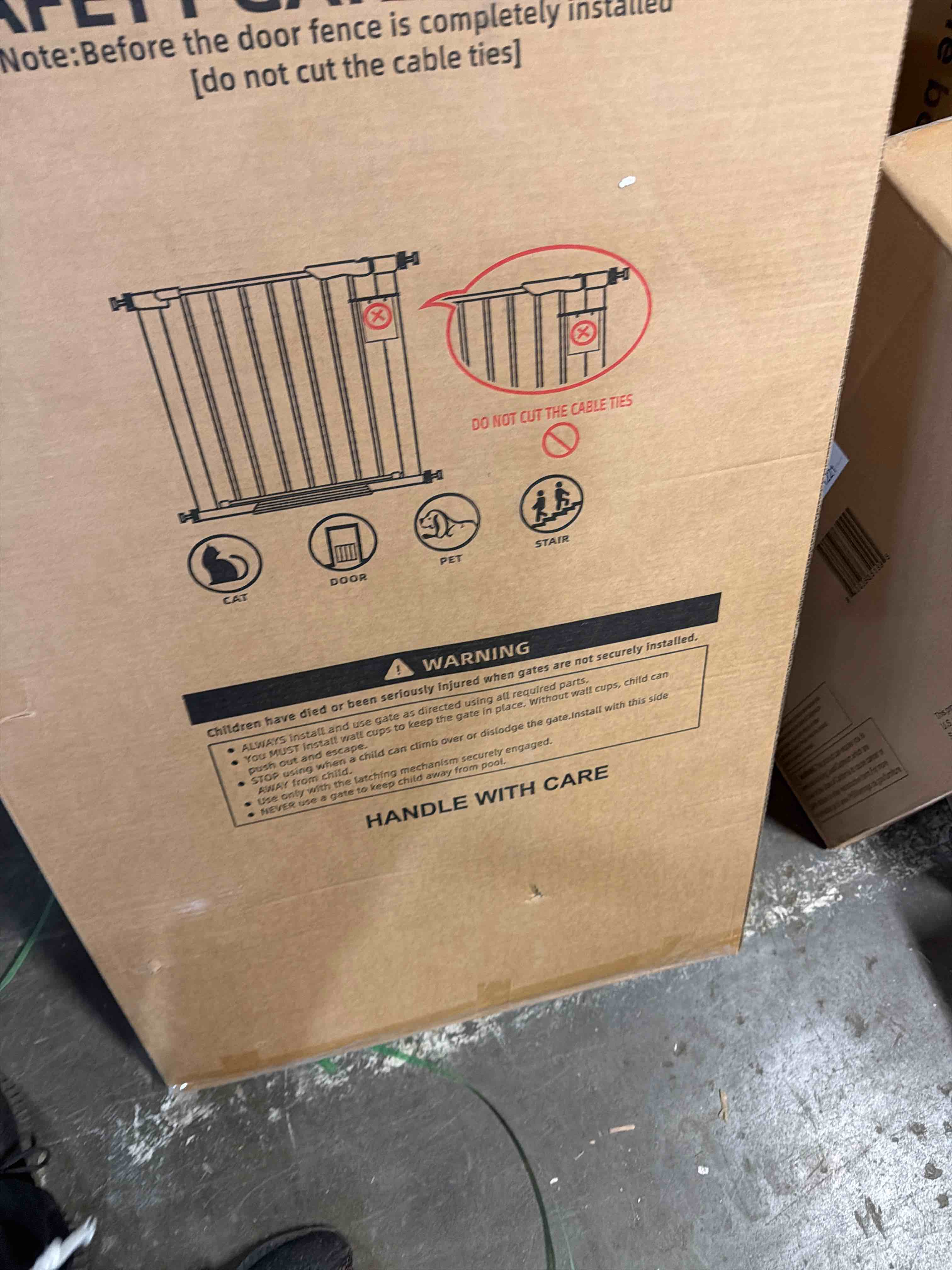 Condition photo showing New/Like New for 59 inch Extra Tall Cat Pet Gate Baby Gate Adjustable 29.13" and 46.06" Wide Pressure Mounted Walk Through Swing Safety Pet Gates Child Gate for Stairs, Doorway, House (59 * 46inch), White White 59 * 46inch