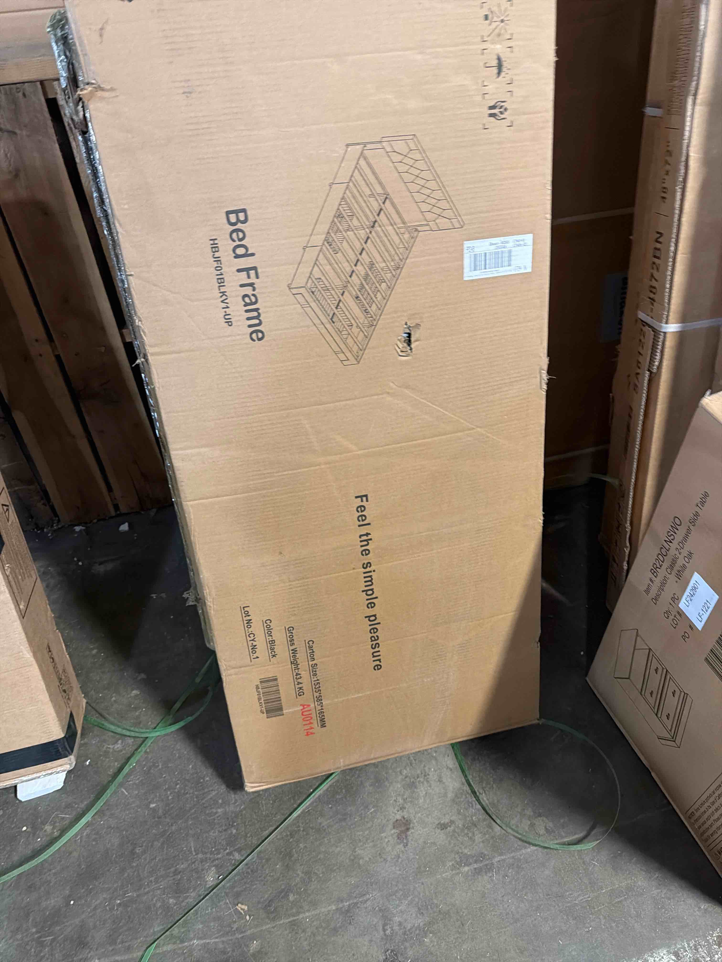 Condition photo showing New/Like New for SADENICEL Queen Bed Frame with Storage Headboard and 2 Drawer, Metal Queen Size Bed Frame Platform with LED Light, Charging Station, No Box Spring Needed, Noise Free, Easy Assembly, Grey