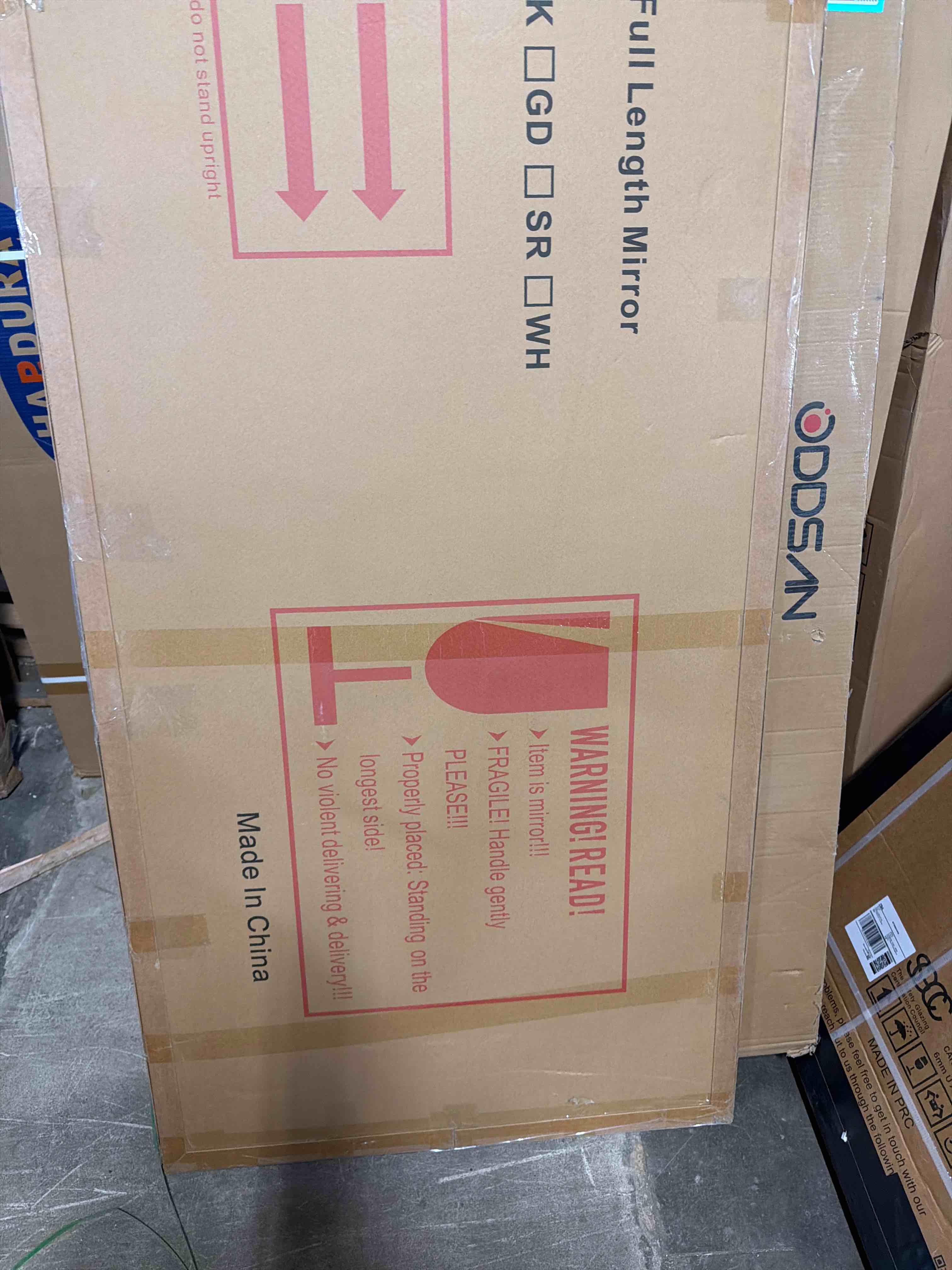 Condition photo showing New/Like New for Floor Mirror, 76"x34" Oversized Full Length Mirror with Stand, Arched Full Body Mirror Standing Hanging Leaning Against Wall, Aluminum Frame Giant Mirrors for Bedroom Cloakroom, Black