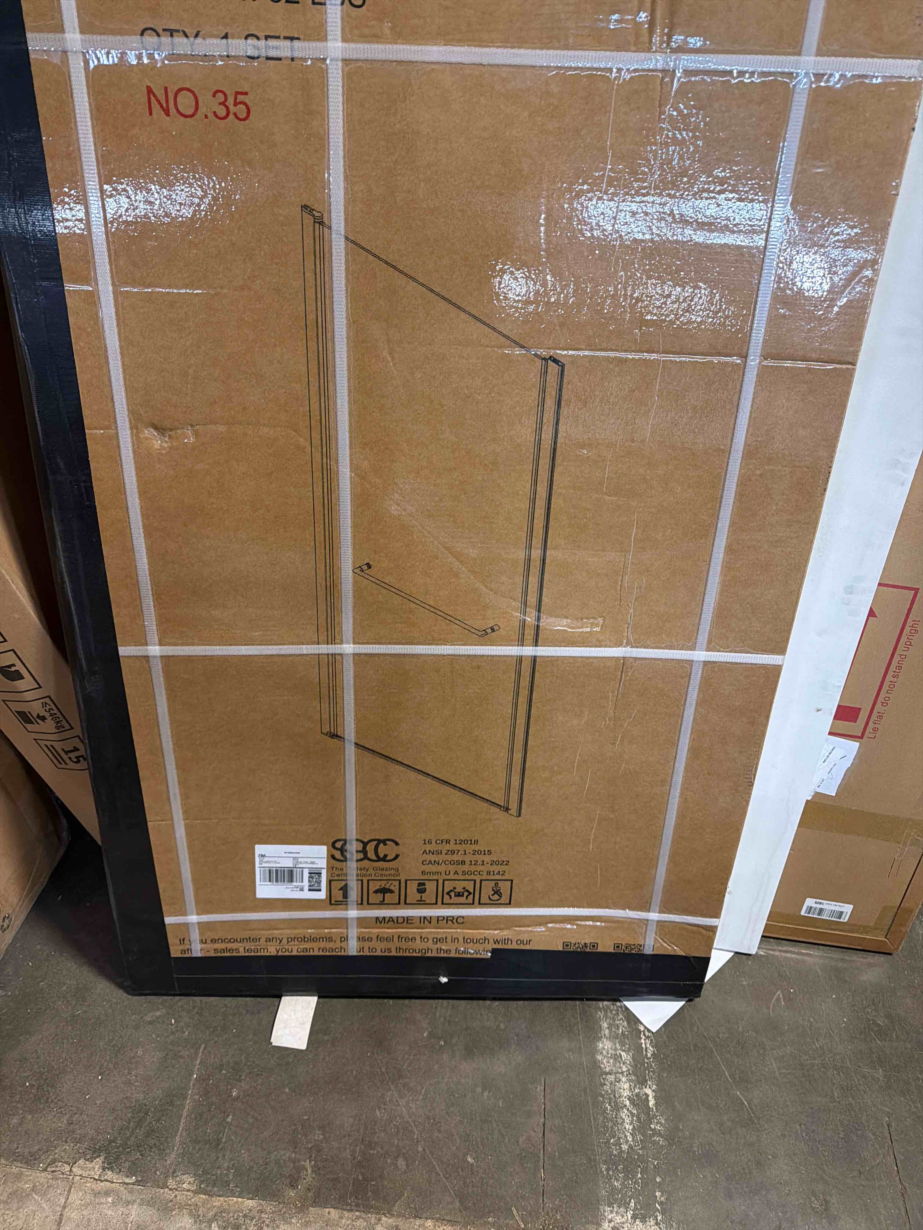 Condition photo showing New/Like New for Frameless Pivot Shower Door 28"-30" W x 72" H, Swing Shower Glass Doors with Nano Explosion-Proof Film Tempered Glass 1/4"(6mm) Reversible Installtion, Brushed Nickel Finish Brushed Nickel 28"-30" W x 72" H