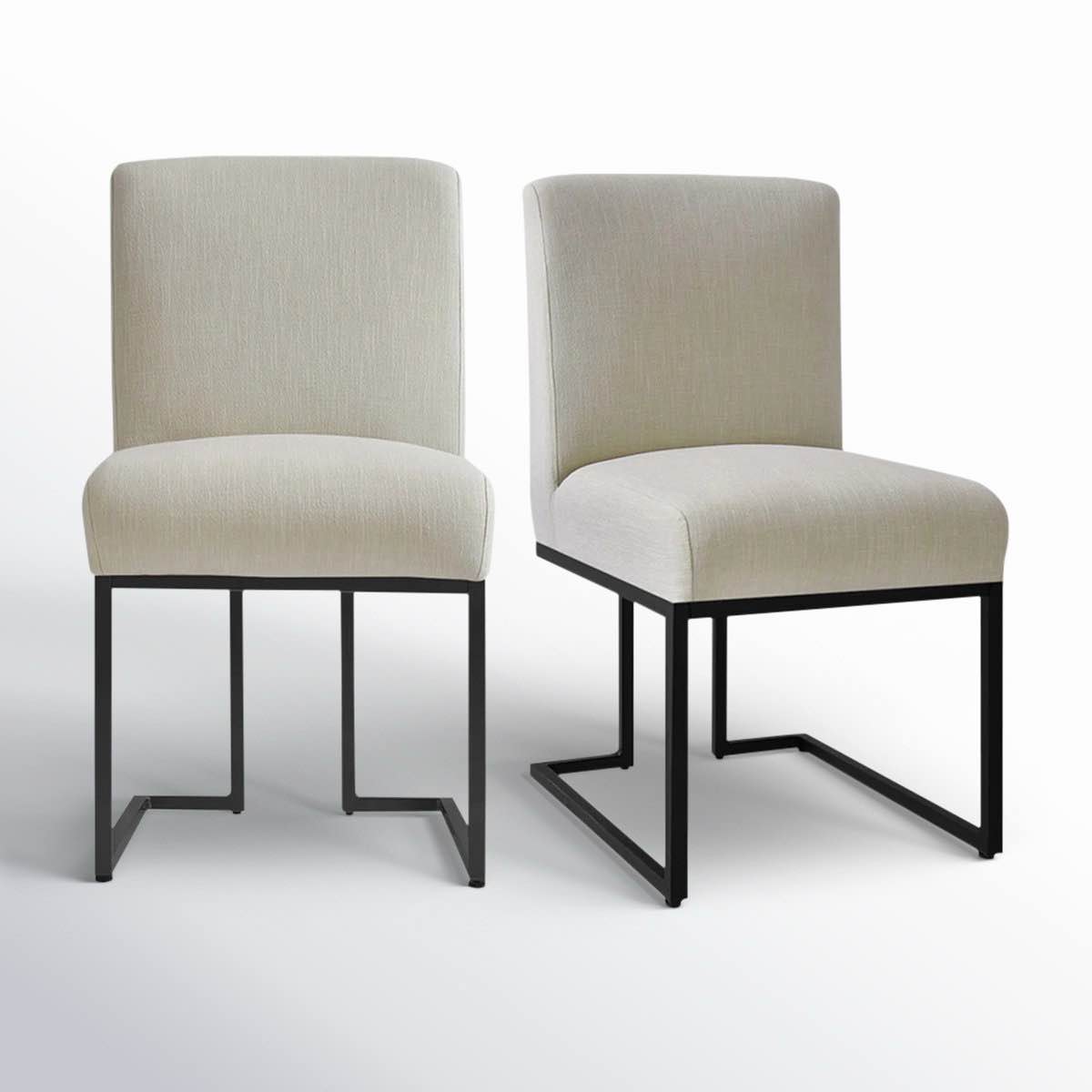 Bende Modern Fabric Upholstered Side Chairs with Metal Sled Base (Set of 2)