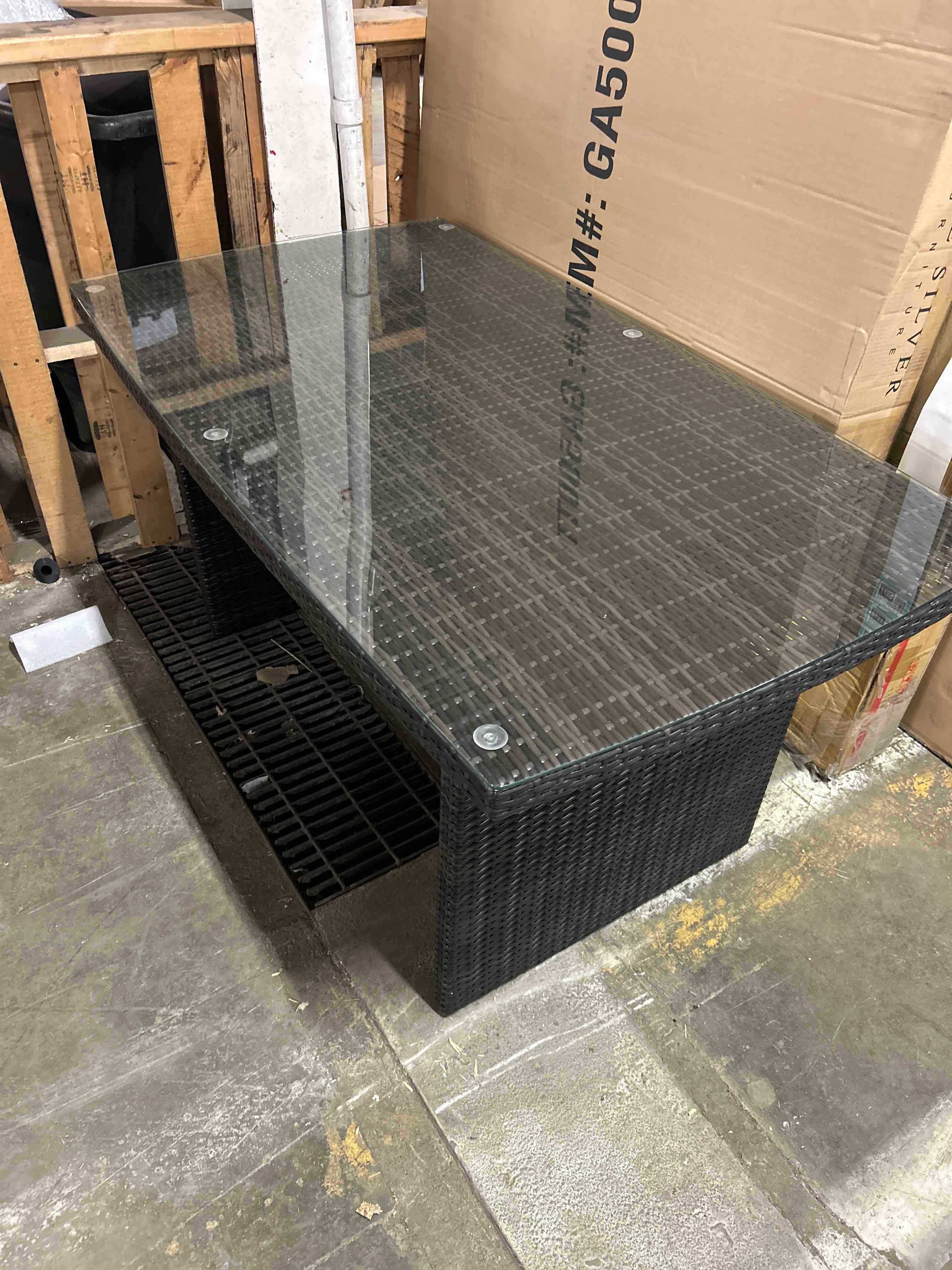 Condition photo showing As Is for Outdoor 8-Piece Wicker Aluminum Sectional Seating Group with Cushions(Table for set only)