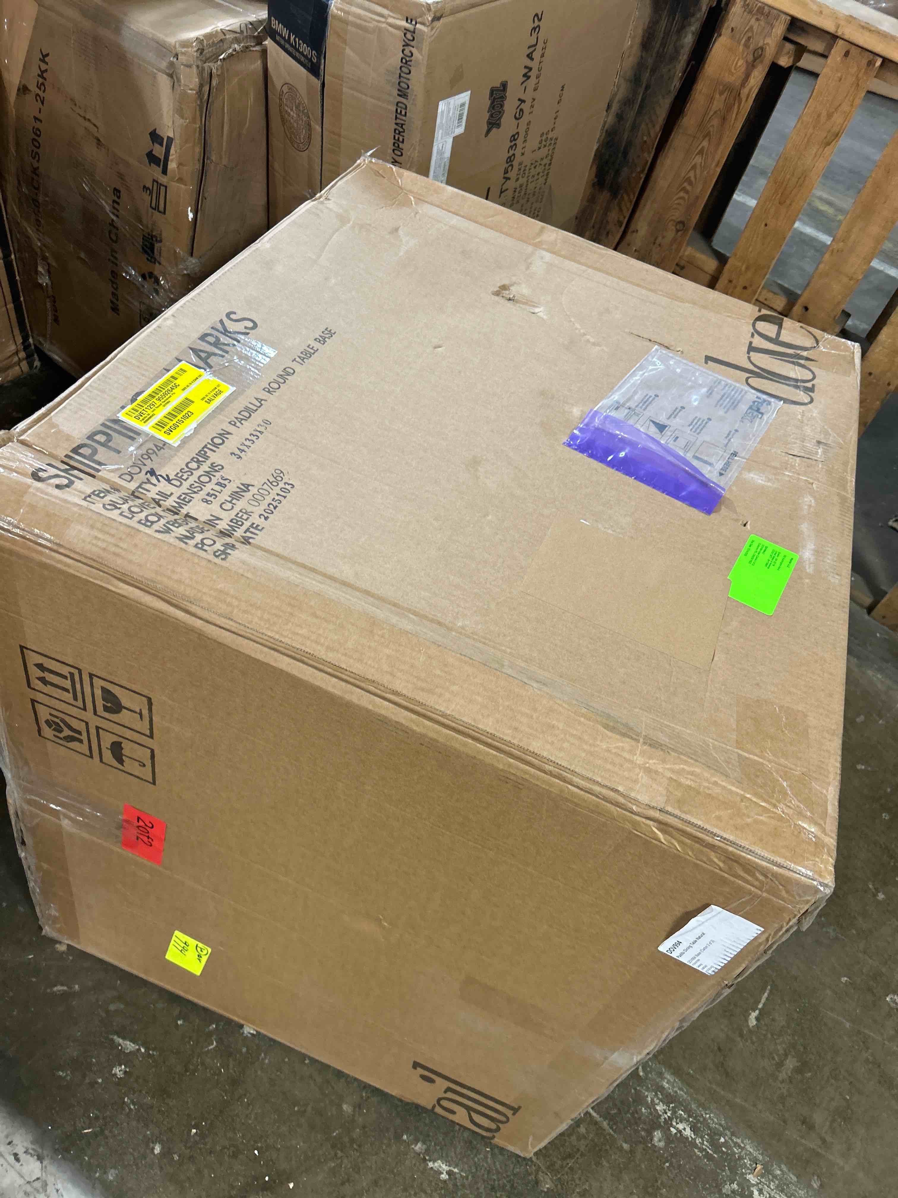 Condition photo showing As Is for Padilla 59-Inch Round Reclaimed table(Table base only )