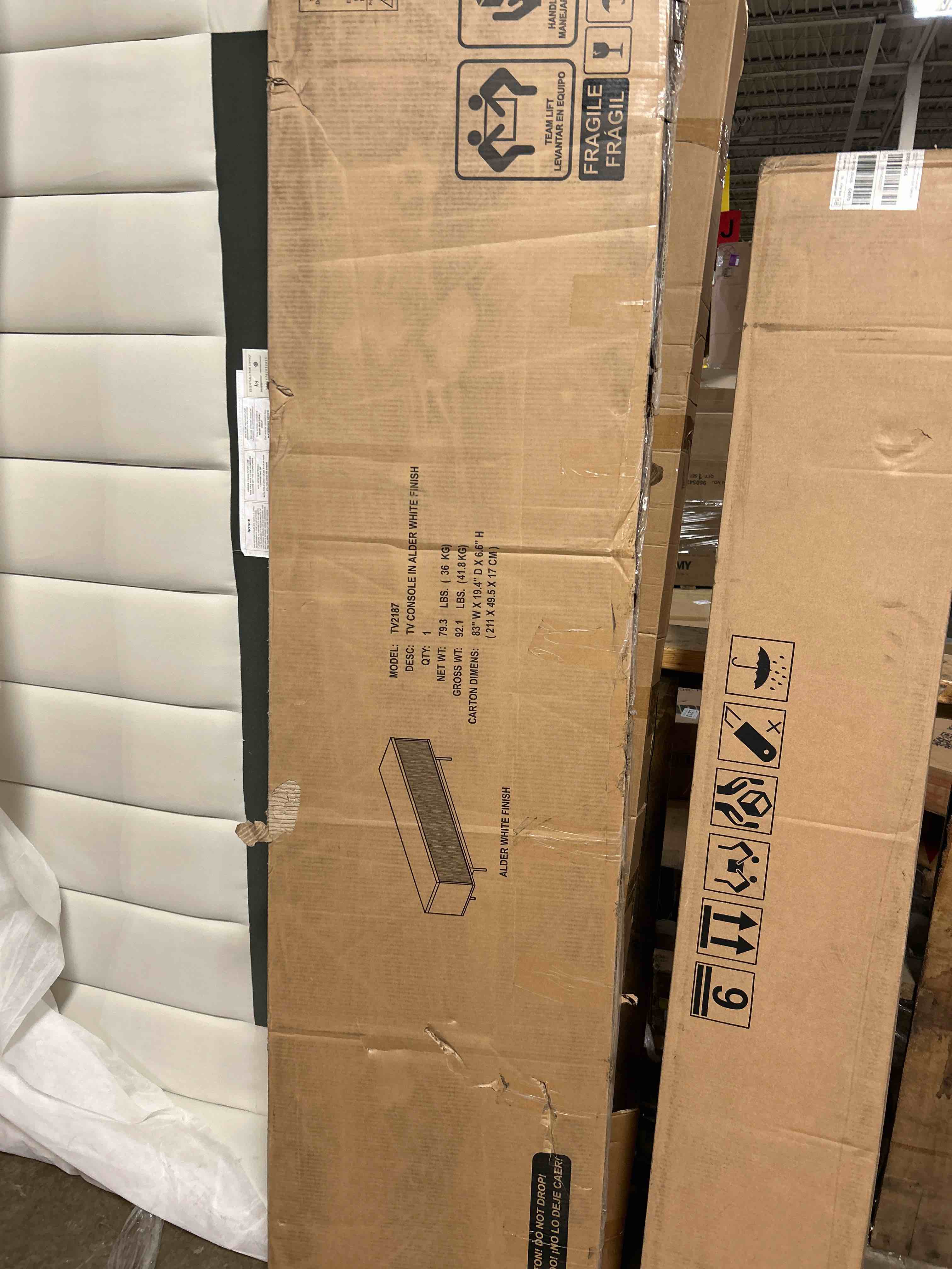 Condition photo showing New/Like New for Henn&Hart Whitman TV Stand, 70" Wide, White