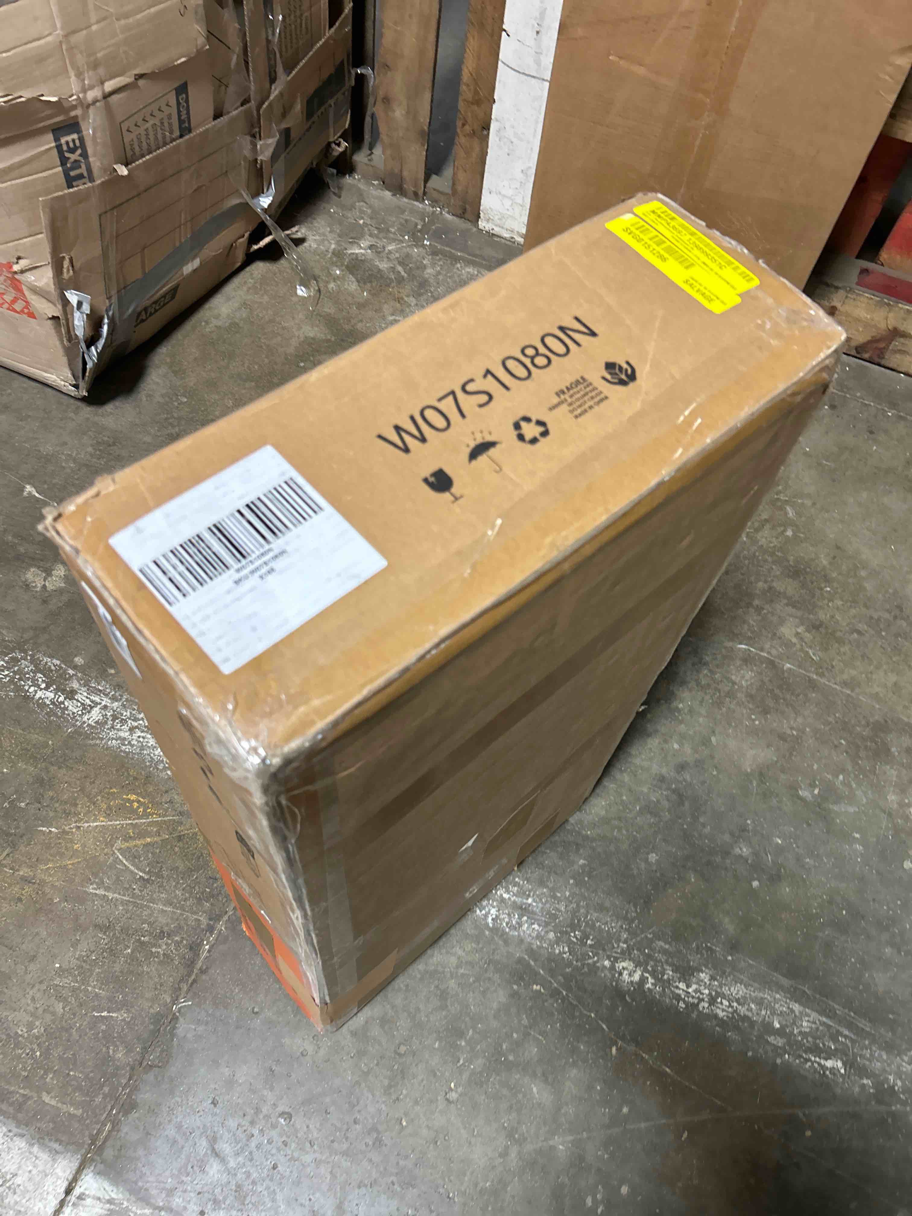 Condition photo showing As Is for 3 In 1 Multifunctional Sideboard Buffet Cabinets With 6 Glass Doors, Modern Sideboard Credenza With Adjustable Shelf And Metal Base, Coffee Bar Cabinet Storage Cabinet For Living Room, Kitchen(Middle piece only)