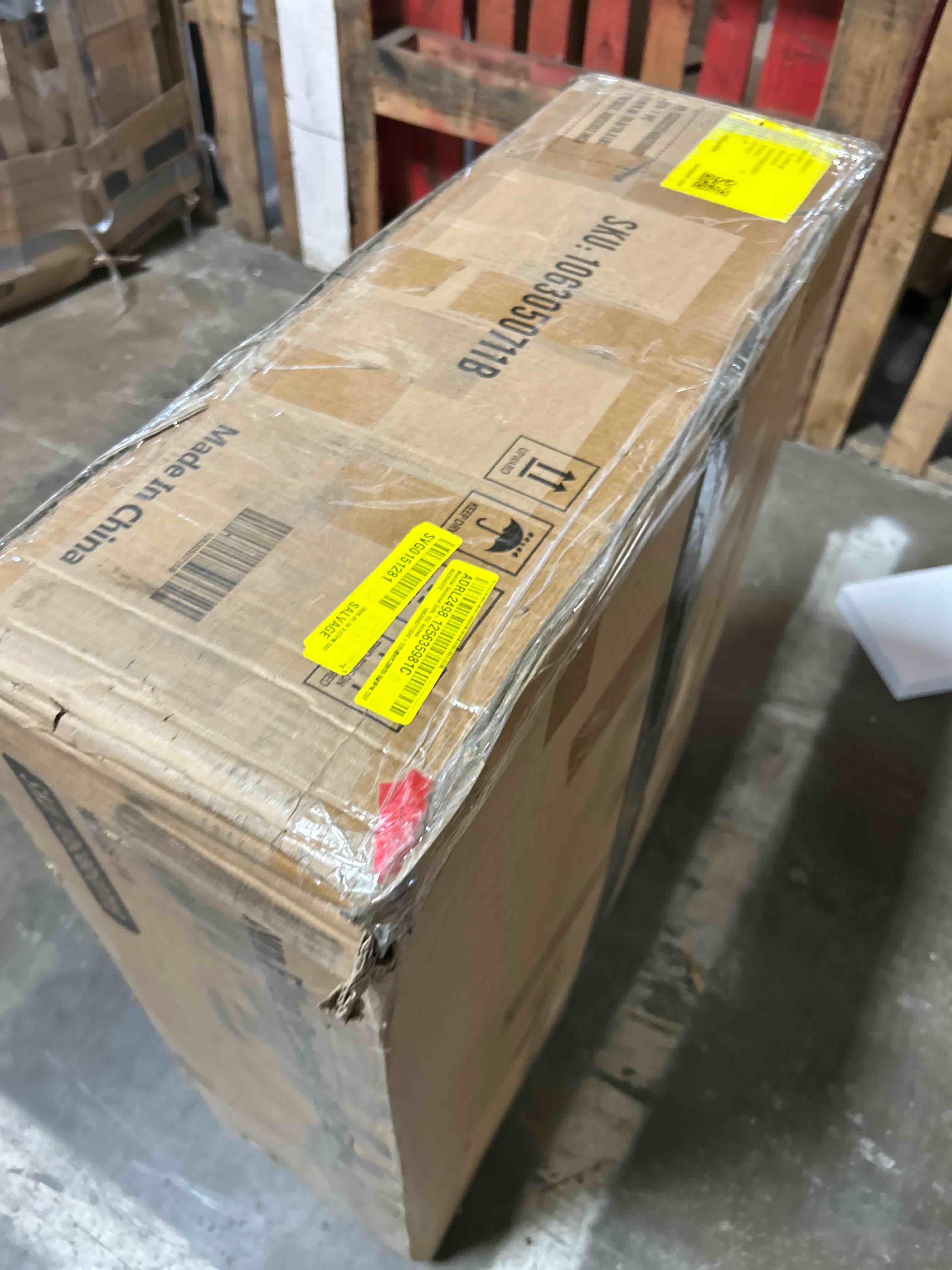 Condition photo showing As Is for Modular Sectional Sofa, 152 Inches Down Filled Sectional Sofa, U Shaped Cloud Couch With Chaise, Ottoman, Oversized Couch For Living Room, Brown Anti-Scratch Leathaire Couch Set(corner piece only )