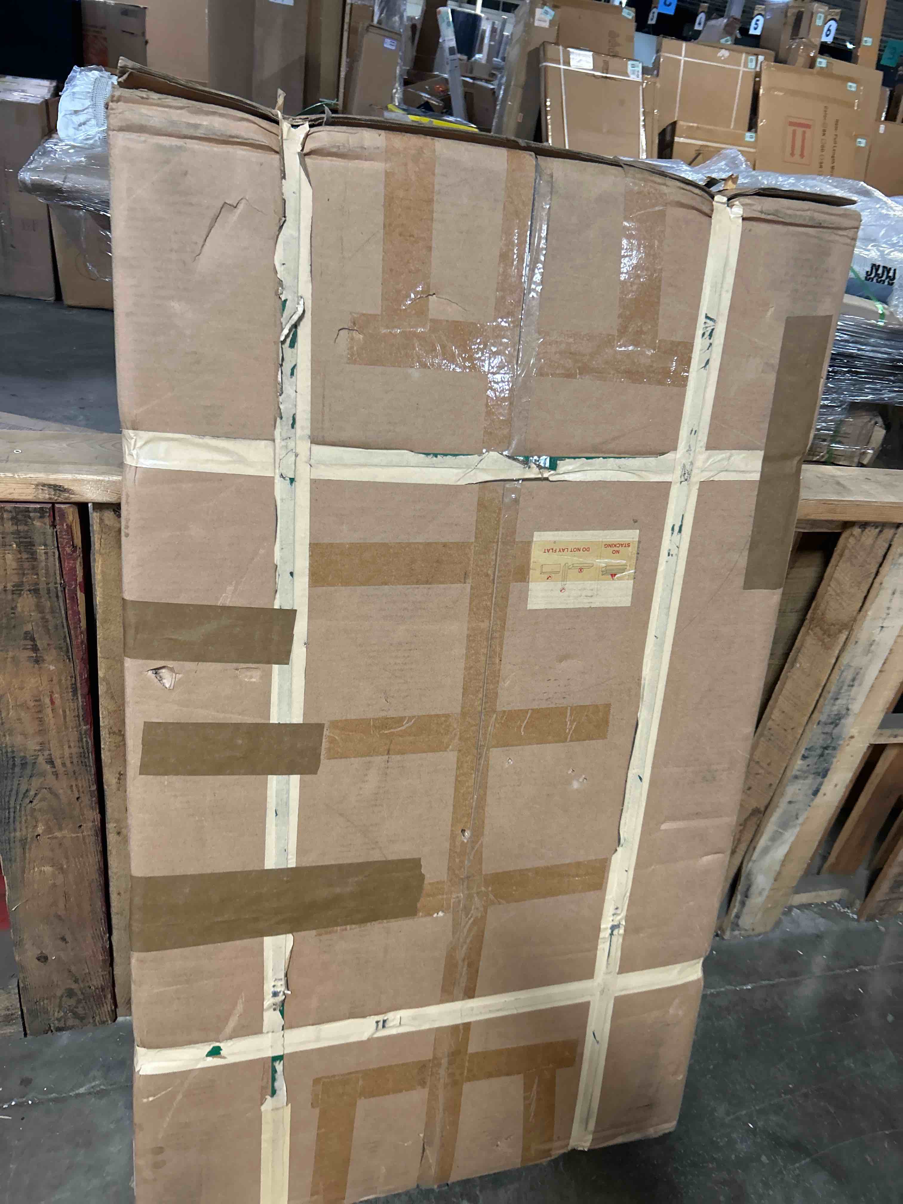 Condition photo showing As Is for 55.2" Modern Luxury Oval Faux Marble Coffee Table, Gold Oval Coffee Table with Storage Drawer & Open Shelf, Sintered Stone Top(Top only no base)