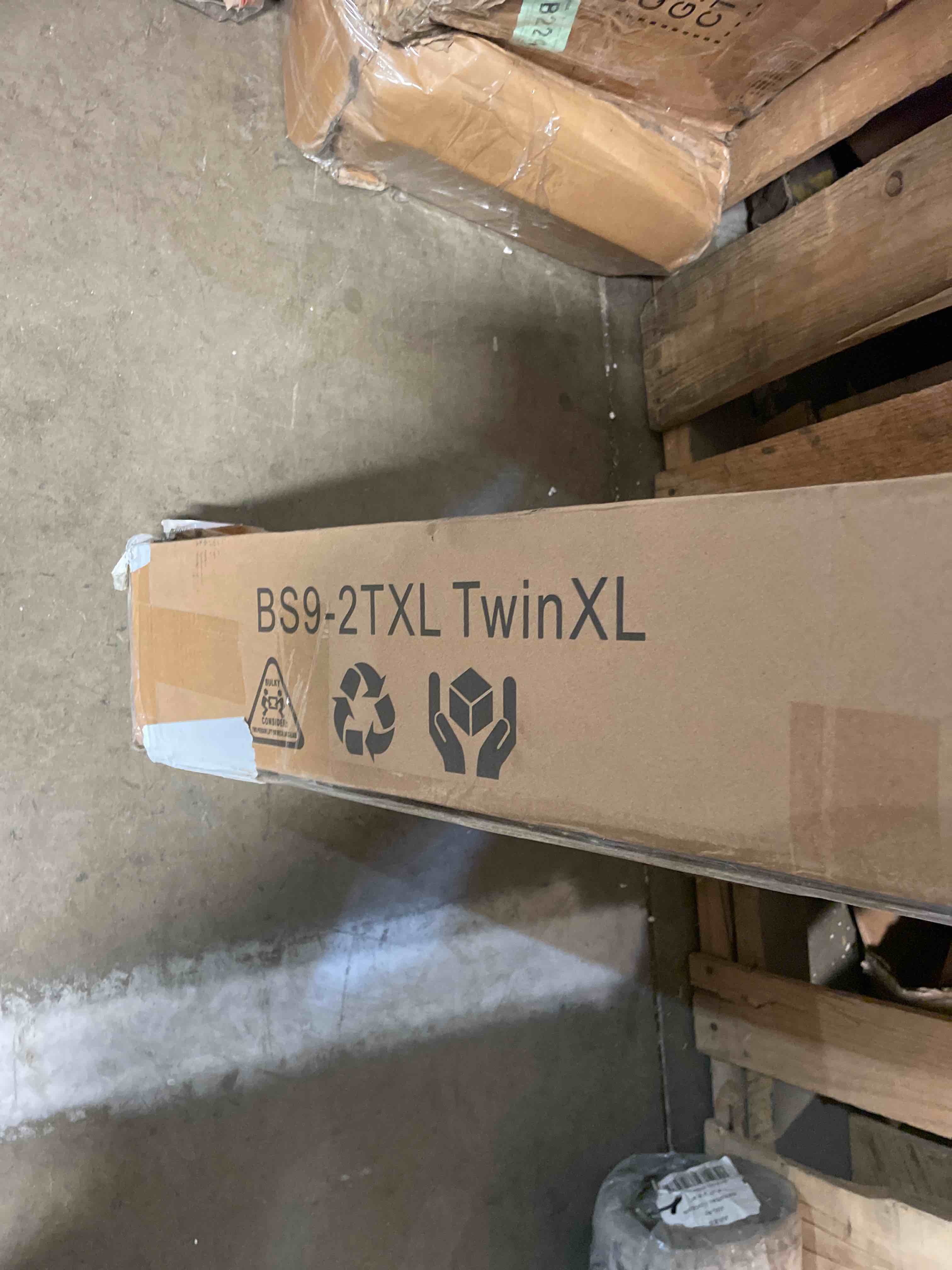 Condition photo showing As Is for Twin XL Box Spring 9 Inch, Heavy Duty Metal Box Spring Bed Base with Fabric Cover, Mattress Foundation, Easy Assembly, Noise Free, Black (used)