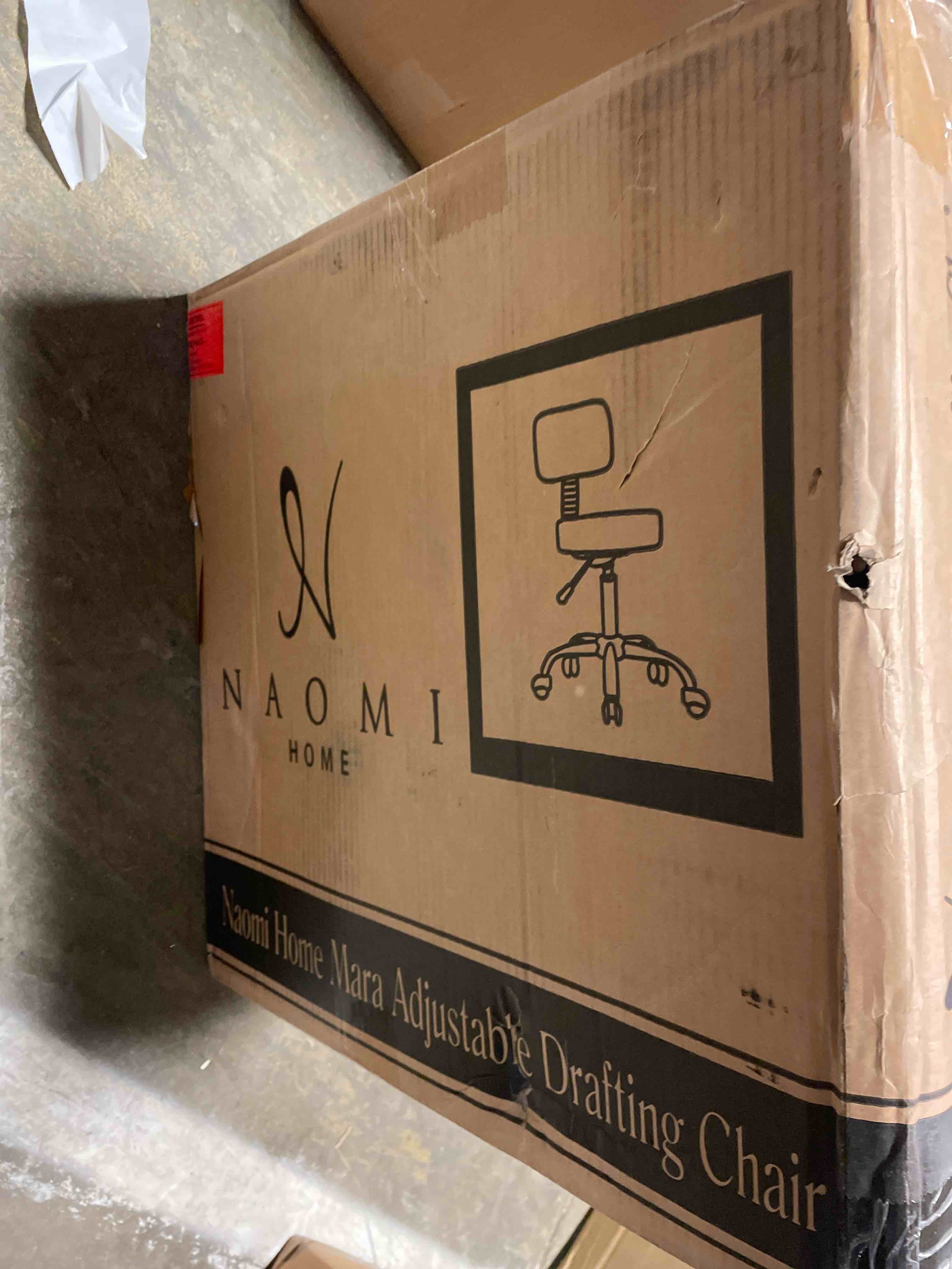 Condition photo showing New/Like New for Mara Adjustable Height Drafting Stool with Wheels and Backrest  Space-Saving Faux Leather Rolling Stool Black