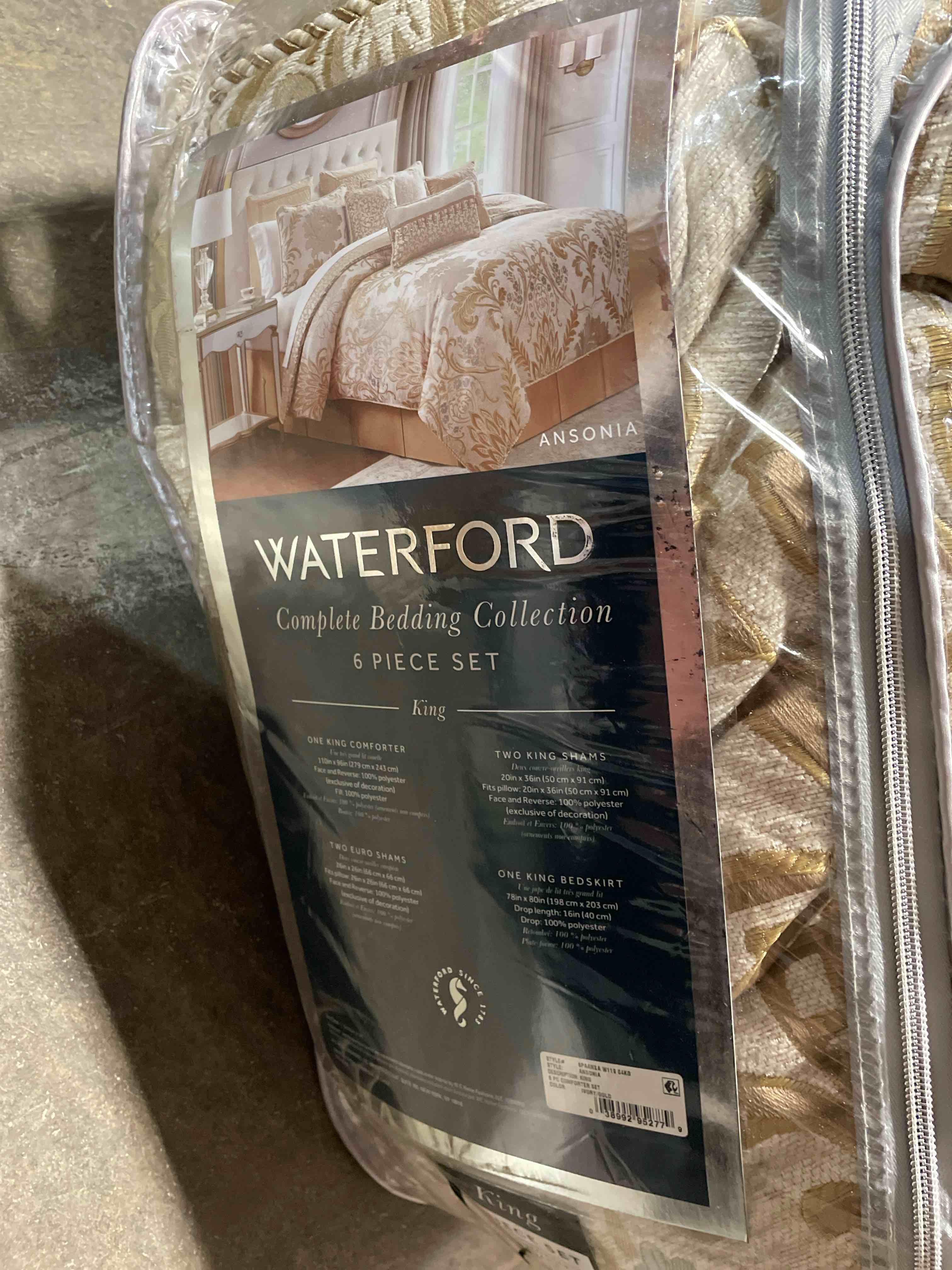 Condition photo showing New/Like New for Waterford Anera King 6PC Comforter Set Gold
