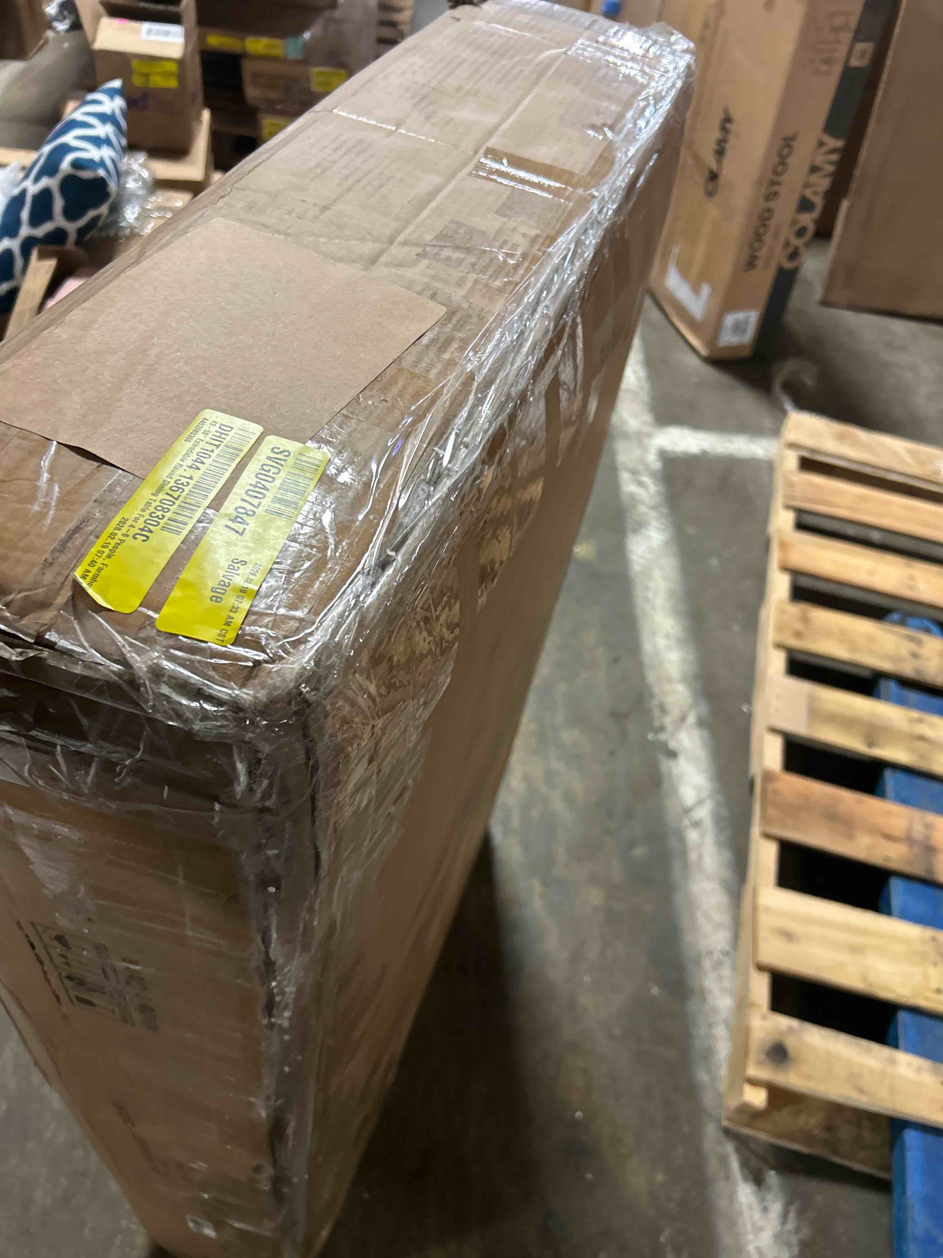 Condition photo showing As Is for 43-59" Extendable Round Dining Table For 4-6 People, Farmhouse Kitchen Table(Incomplete no chairs or table top