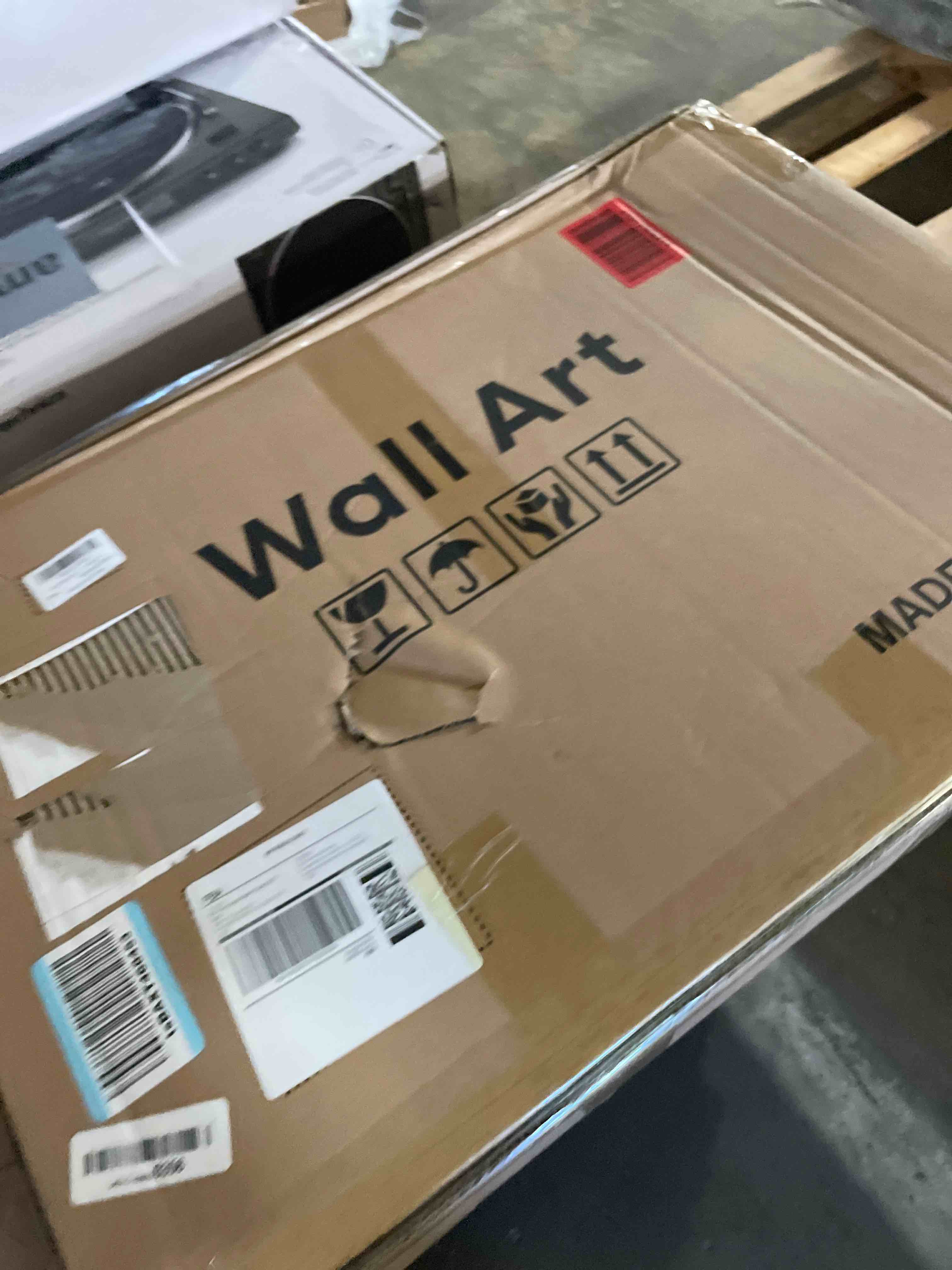 Condition photo showing New/Like New for 3D Textured Framed Blue and White Abstract Wall Art, 3 Piece Modern Artwork for Walls, Minimalist Na