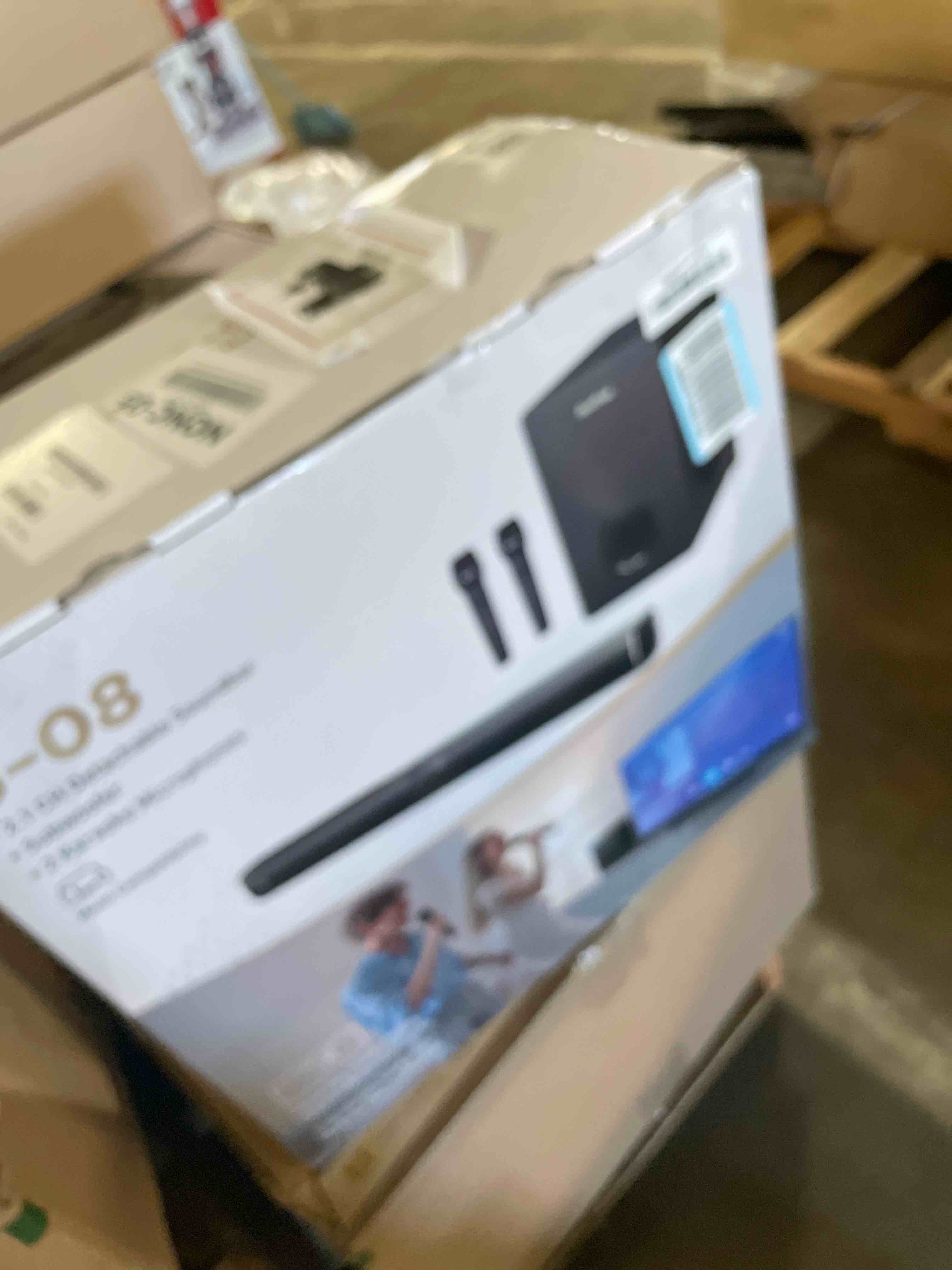 Condition photo showing Good Condition for Karaoke Soundbar with Subwoofer for TV: Sound Bar with 2 Wireless Microphones - Home Theater Surround Sound System - Bluetooth Speaker with Remote Supports HDMI ARC/Optical/AUX/USB for TV/PC