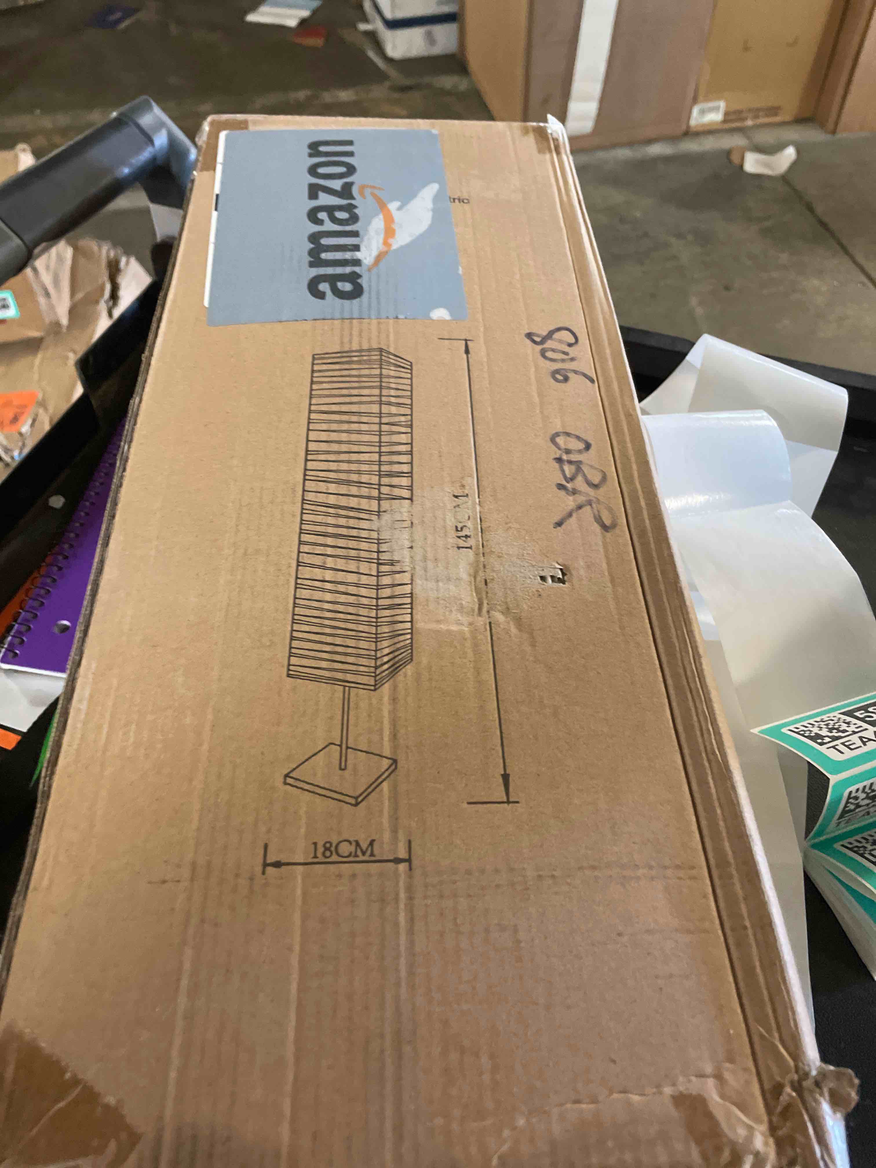 Condition photo showing New/Like New for Adesso Three Light Floor Lamp – Natural Wood Base & Adjustable Brightness – Perfect Lighting for Bedroom, Living Room and Corner Decor, Beige Floor Lamp Natural