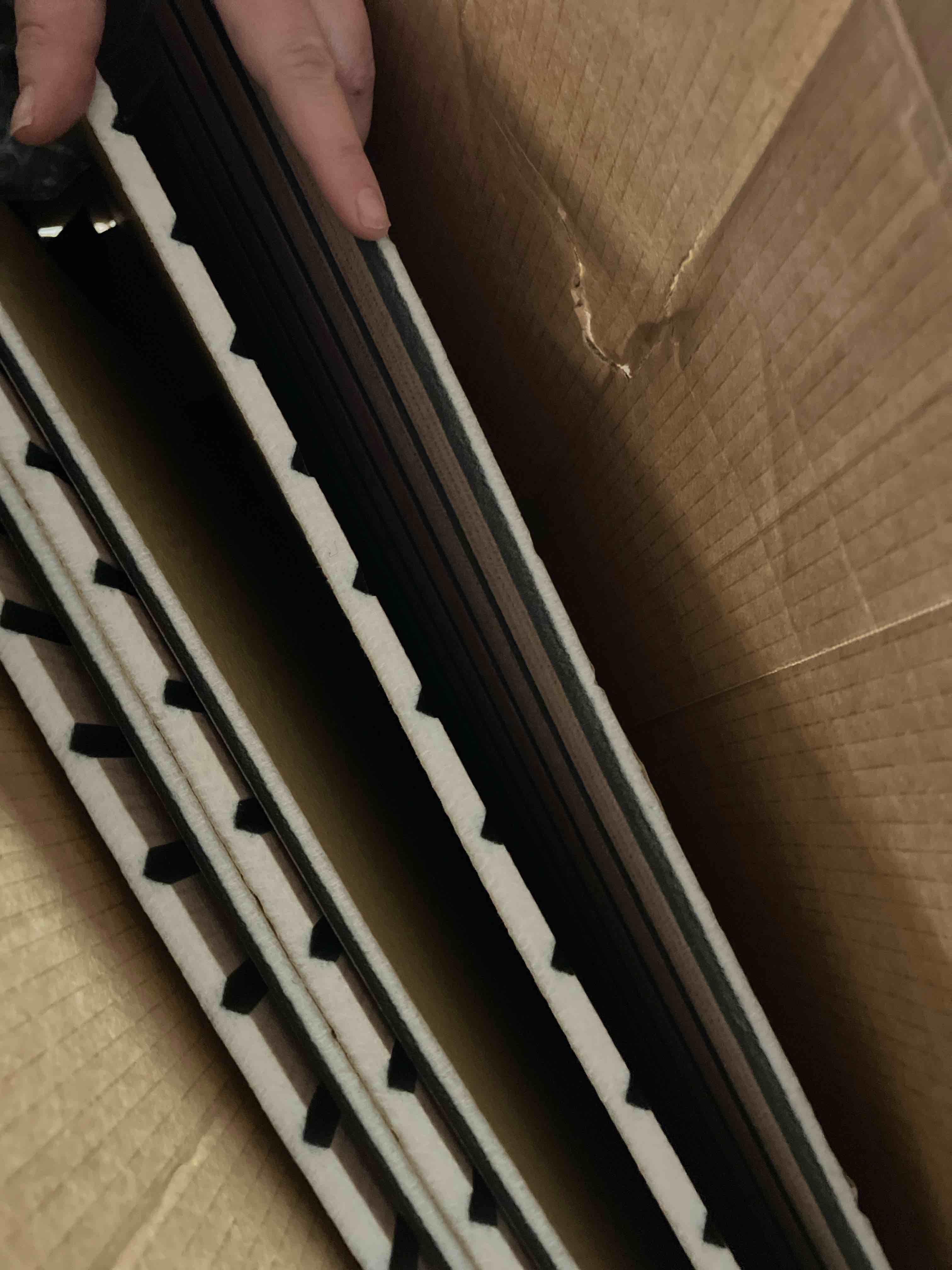 Condition photo showing Good Condition for 6Pack Acoustic Panels, Self-Adhesive Fluted Slat Sound Proof Panels for Walls, Decorative UV-Printed Imitation Wood Grain Fibreboard for Recording Studio, Home, Office, 24×24×0.4", Natural Oak Color