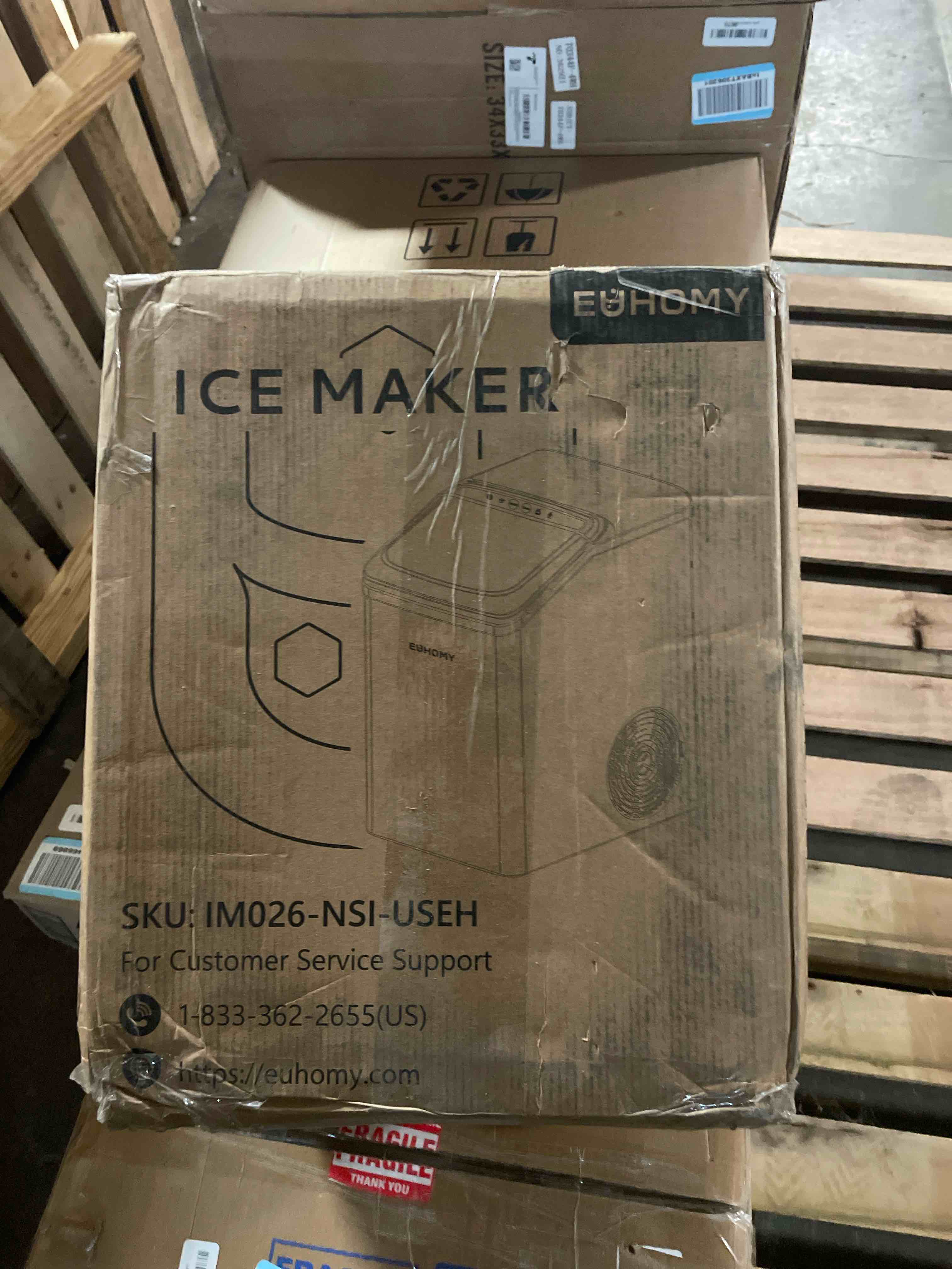 Condition photo showing Good Condition for EUHOMY Countertop Ice Maker Machine with Handle, 26lbs in 24Hrs, 9 Ice Cubes Ready in 6 Mins, Auto-Cleaning Portable Ice Maker with Basket and Scoop, for Home/Kitchen/Camping/RV. (Black) Black 26lbs