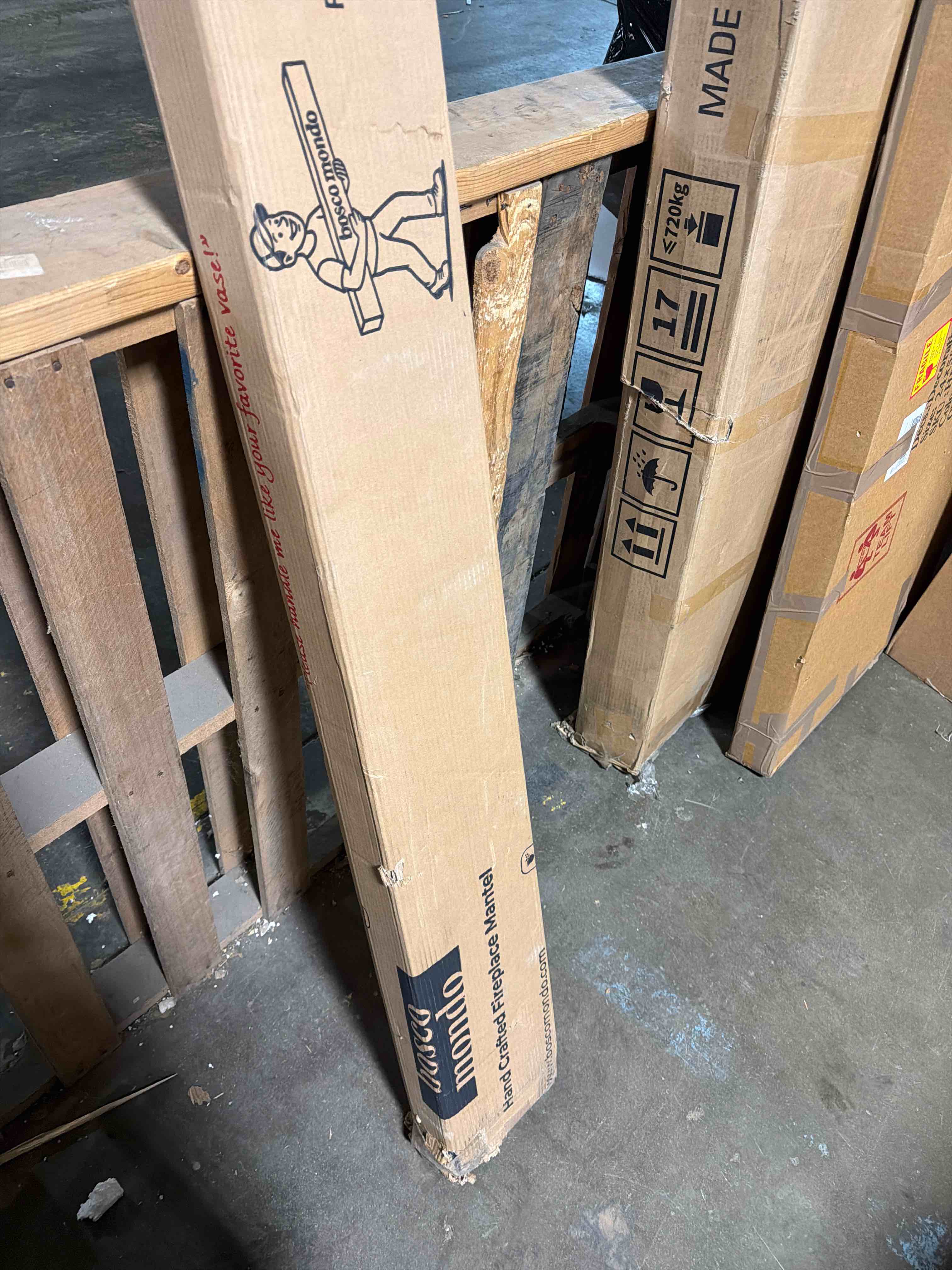 Condition photo showing New/Like New for BoscoMondo 60 Inch Fireplace Mantel - Solid Rustic Wood - Wall Mounted Floating Farmhouse Shelf - with Invisible Heavy Duty Metal Bracket (60", Natural)