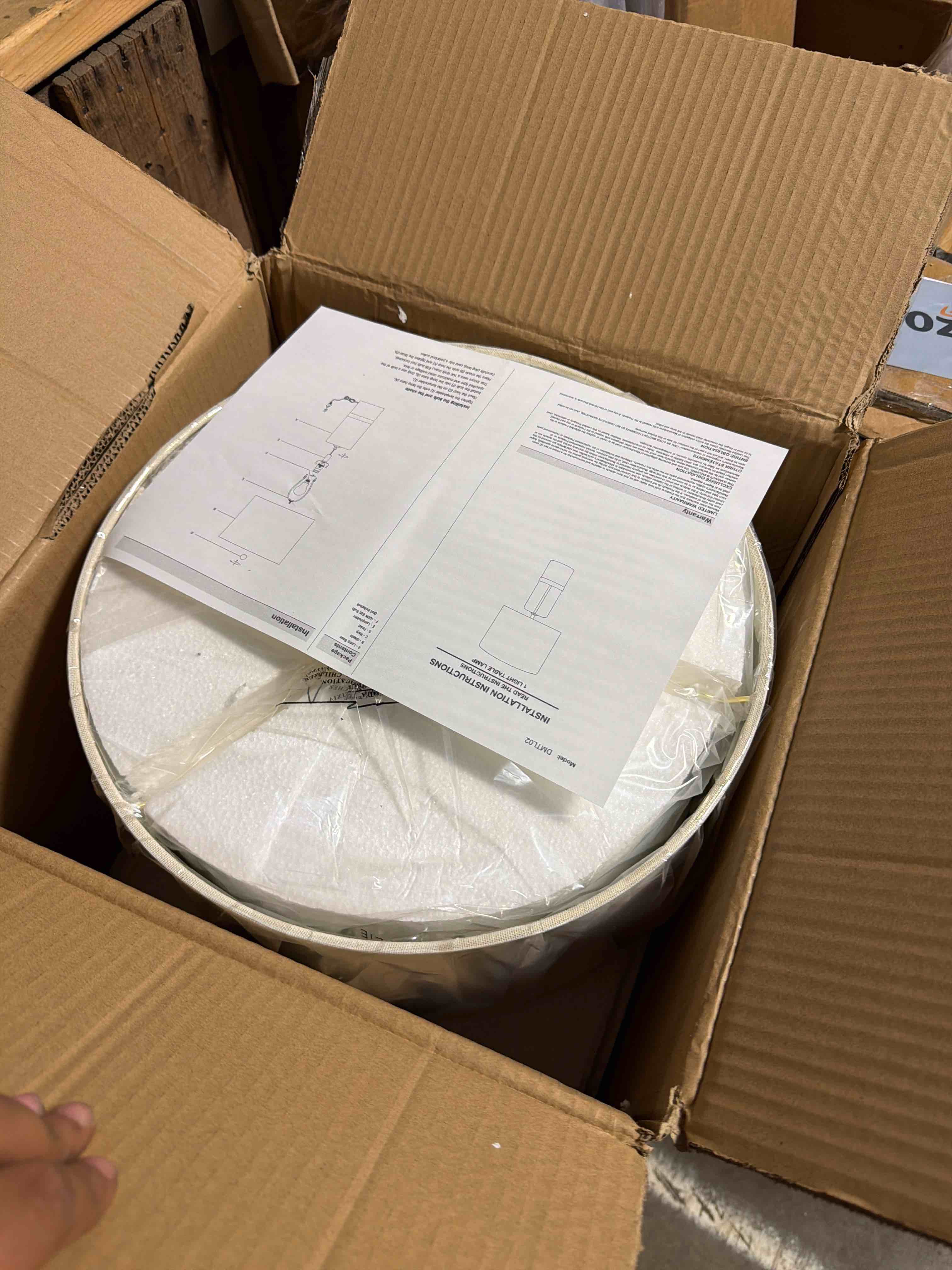 Condition photo showing New/Like New for Beacon Lighting Firma 2 Light Table Lamp in Alabaster with White Linen Shade