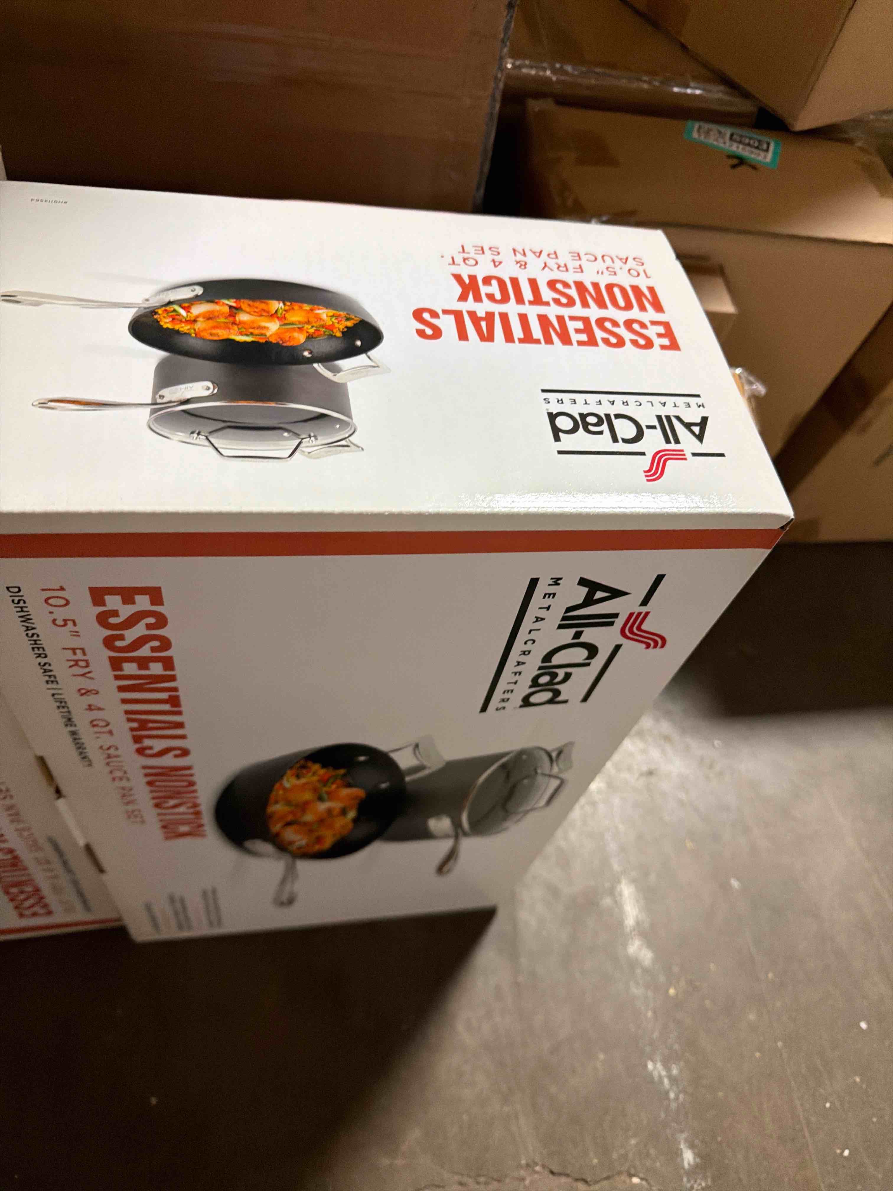 Condition photo showing New/Like New for All-Clad Essentials Nonstick Hard Anodized Fry & Sauce Pan, 10.5 inch and 4 quart, Black