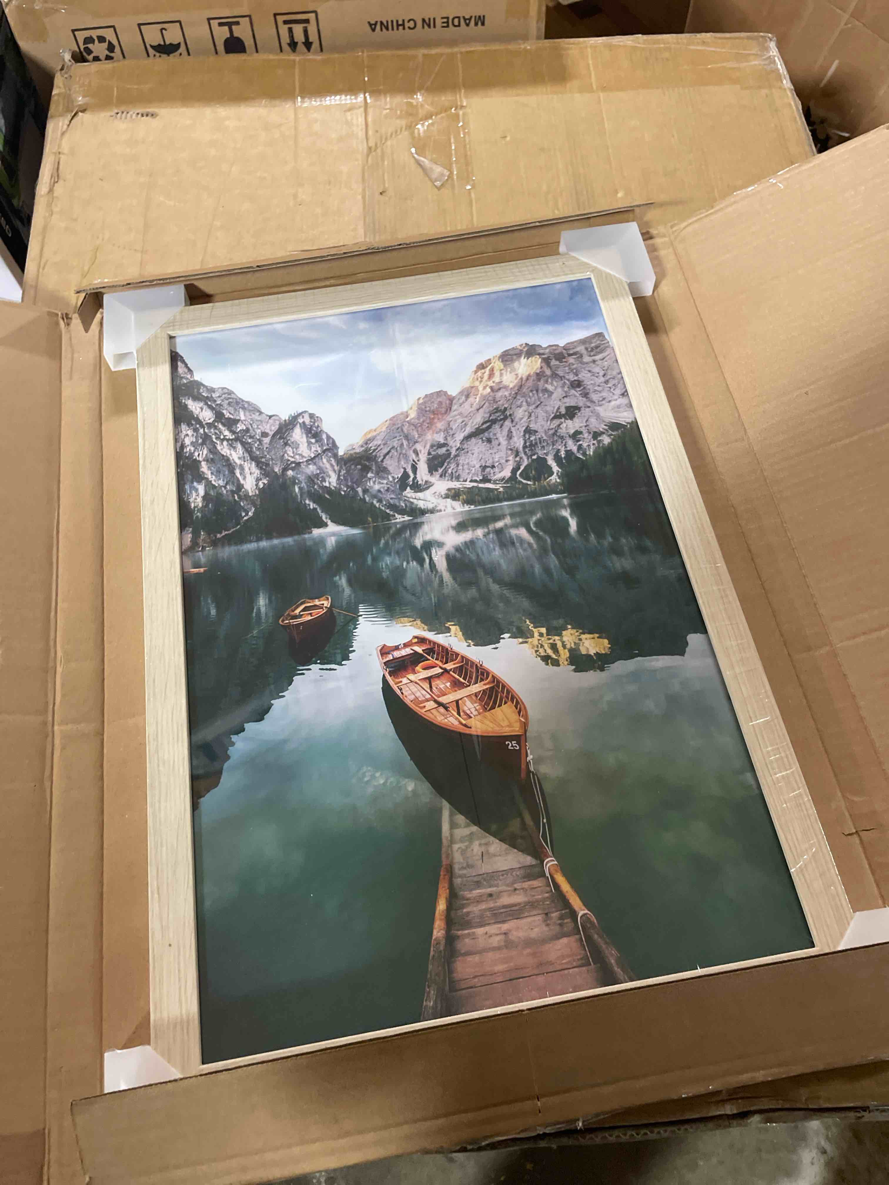Condition photo showing New/Like New for Home Decoration Nature Mountain Lake Landscape Canvas Painting Art Print Poster Frameless