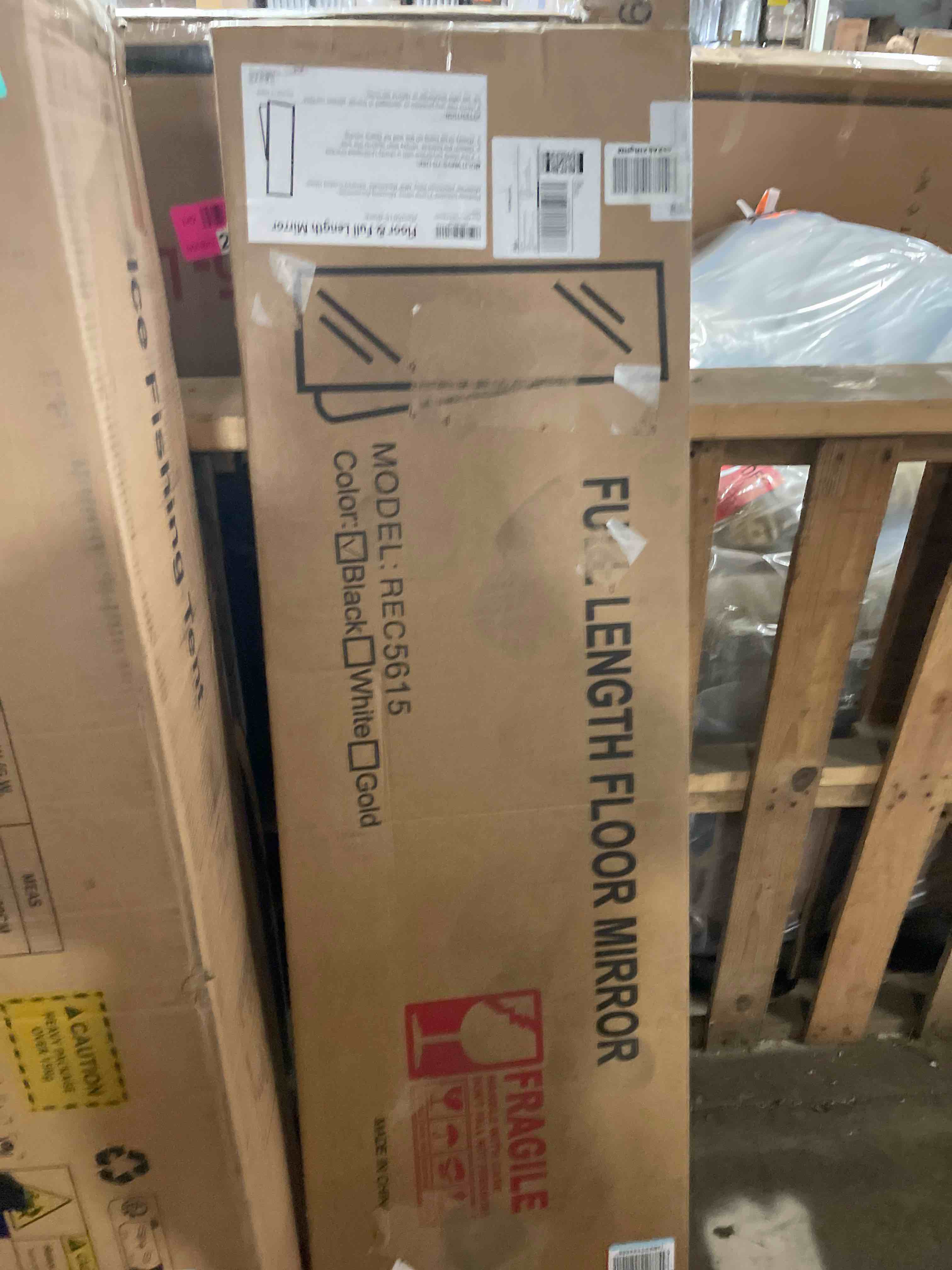 Condition photo showing Good Condition for Delma Wall Full Length Mirror,Standing Mirror Full Body,Large Floor for Wall Door Bedroom Bathroom Living Room with Aluminium Frame(with Stand,56x15-Black) Rect Black 56"L x 15"W x 1Pcs