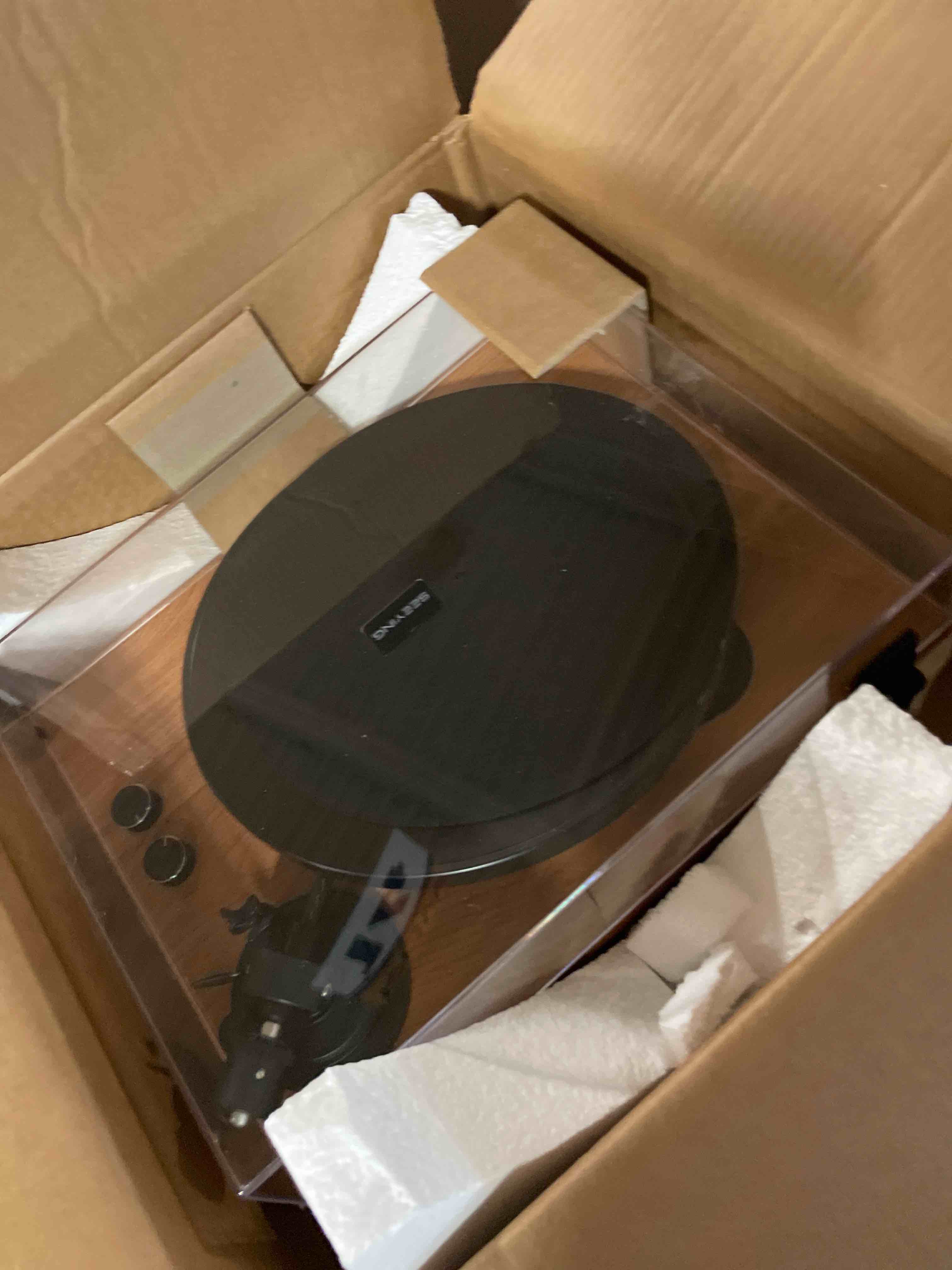 Condition photo showing Good Condition for Turntable Vinyl Record Player Support Bluetooth Output Phono/Line Switch Pitch Control with Pre-Installed Counterweight & Magnetic Cartridge, Belt Drive 2 Speed Brown