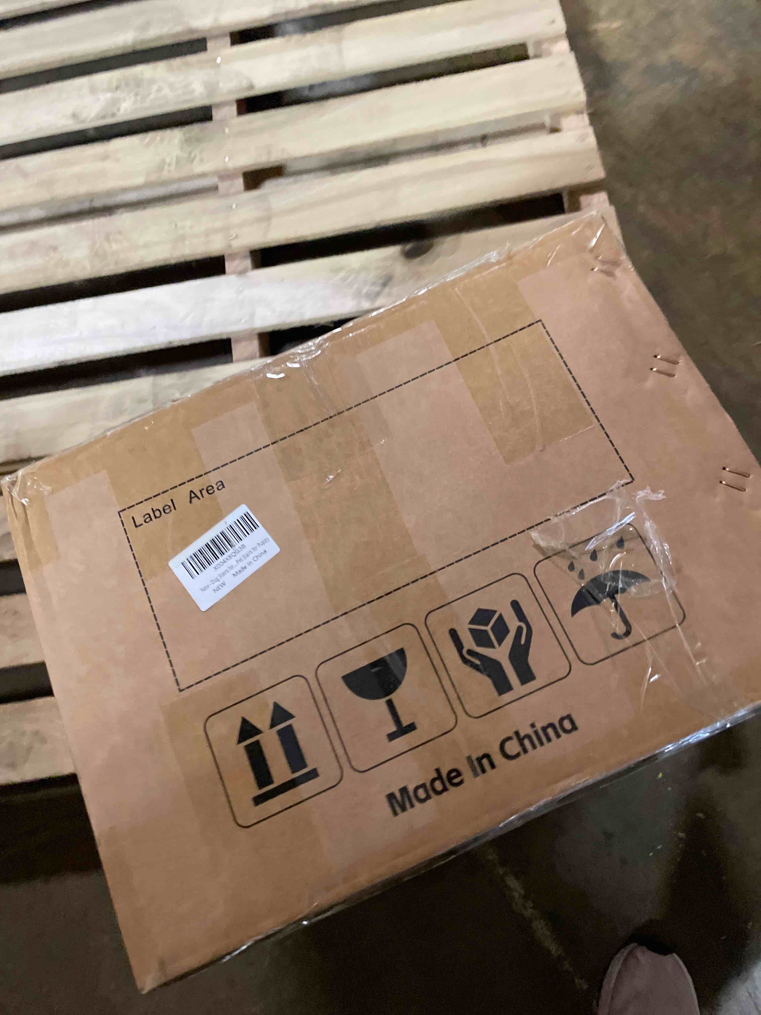 Condition photo showing Good Condition for Dog Stairs for Small Dogs 16" H - Upgraded Non-Slip Dog Ramp for Bed and Couch, Foldable 2-in-1 Pet Ramp and Ottoman, Pet Stairs for Puppy, Pet Steps with Solid Wood Frame (Grey)