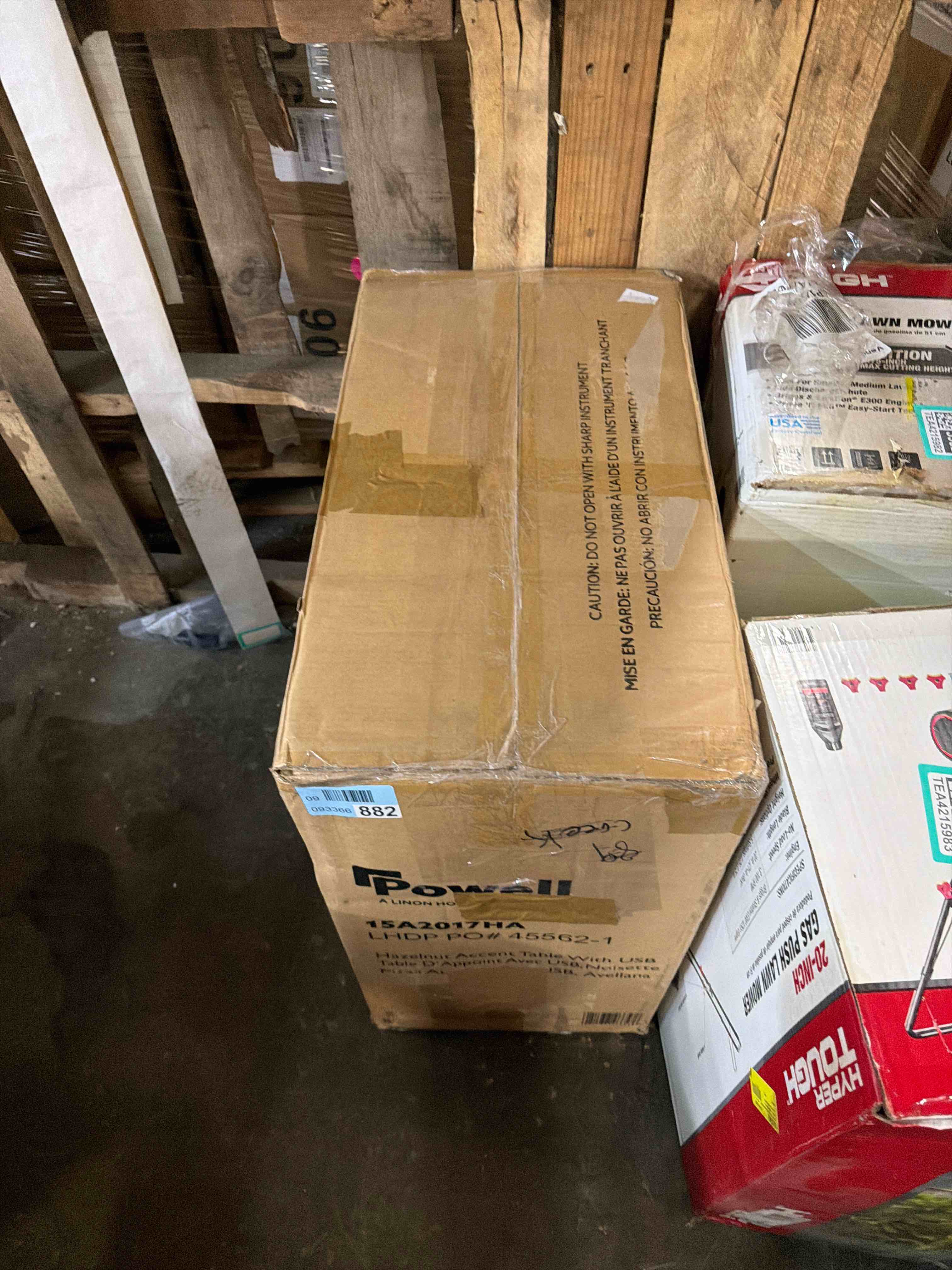 Condition photo showing New/Like New for Powell Furniture Butler Hazelnut Accent Table with USB Charging Station