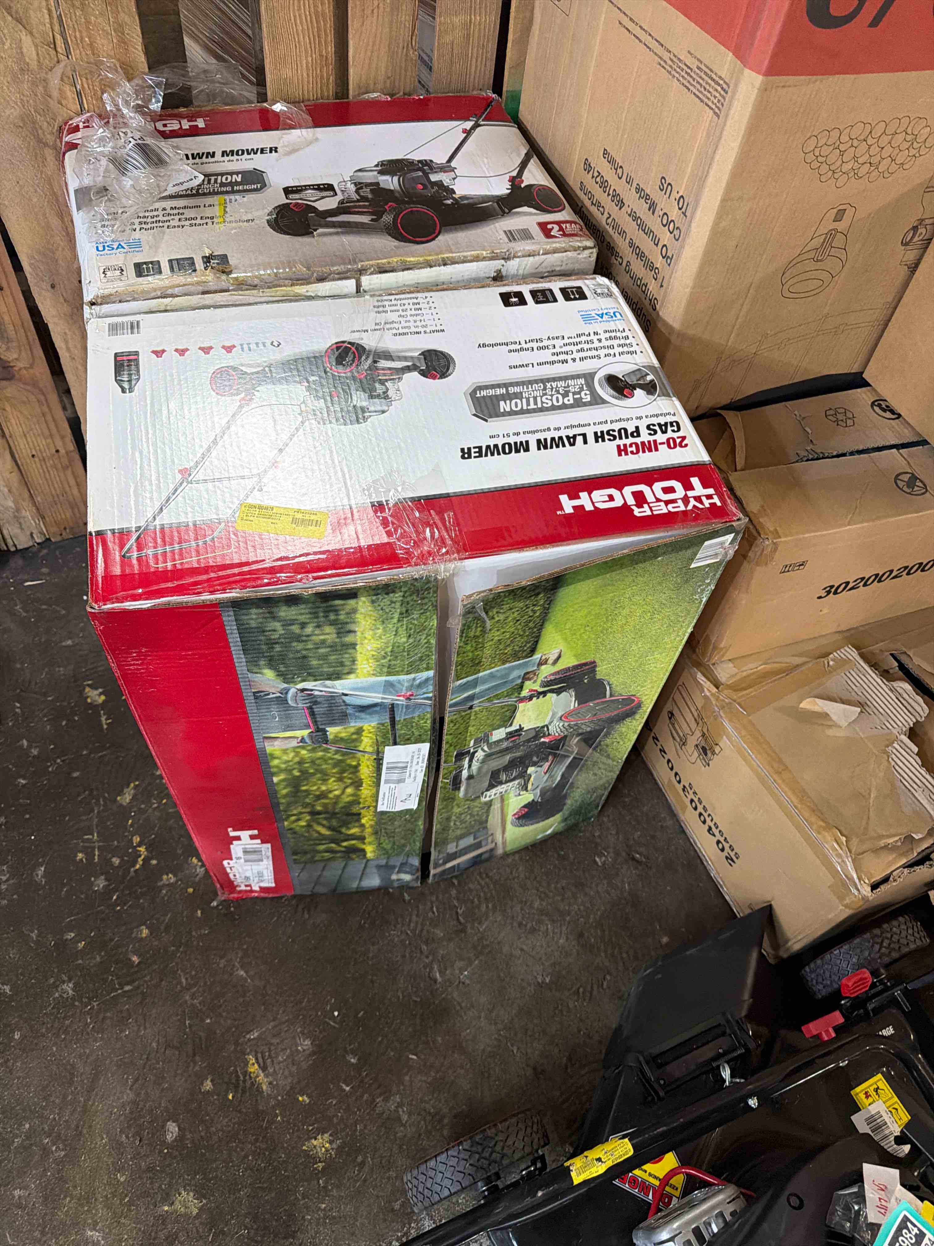 Condition photo showing As Is for Hyper Tough 20" Push Mower with 125cc Briggs and Stratton Engine
