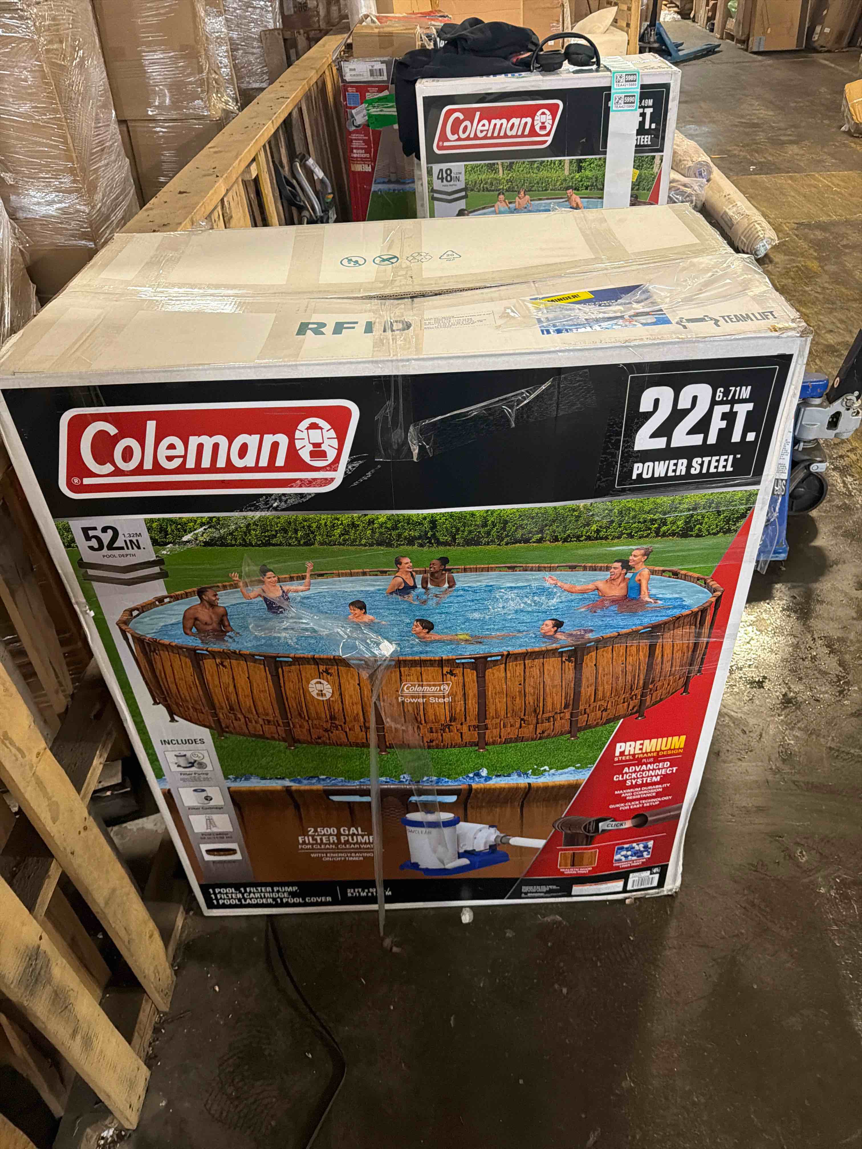 Condition photo showing New/Like New for Coleman Power Steel 22 ft. x 52 in. Round Metal Frame Above Ground Pool Set