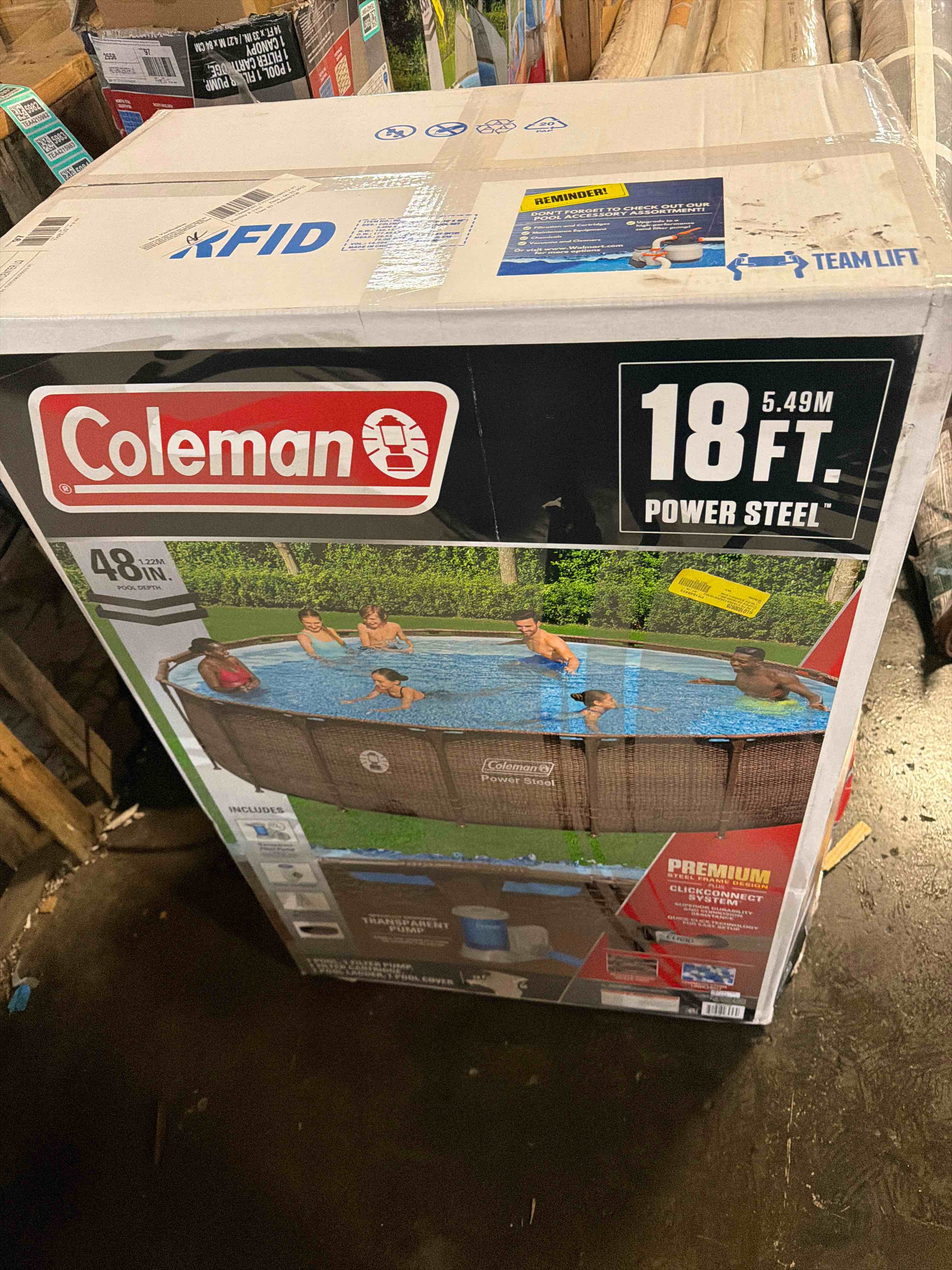 Condition photo showing New/Like New for Coleman Power Steel 18’ x 48” Round Metal Frame Above Ground Pool Set
