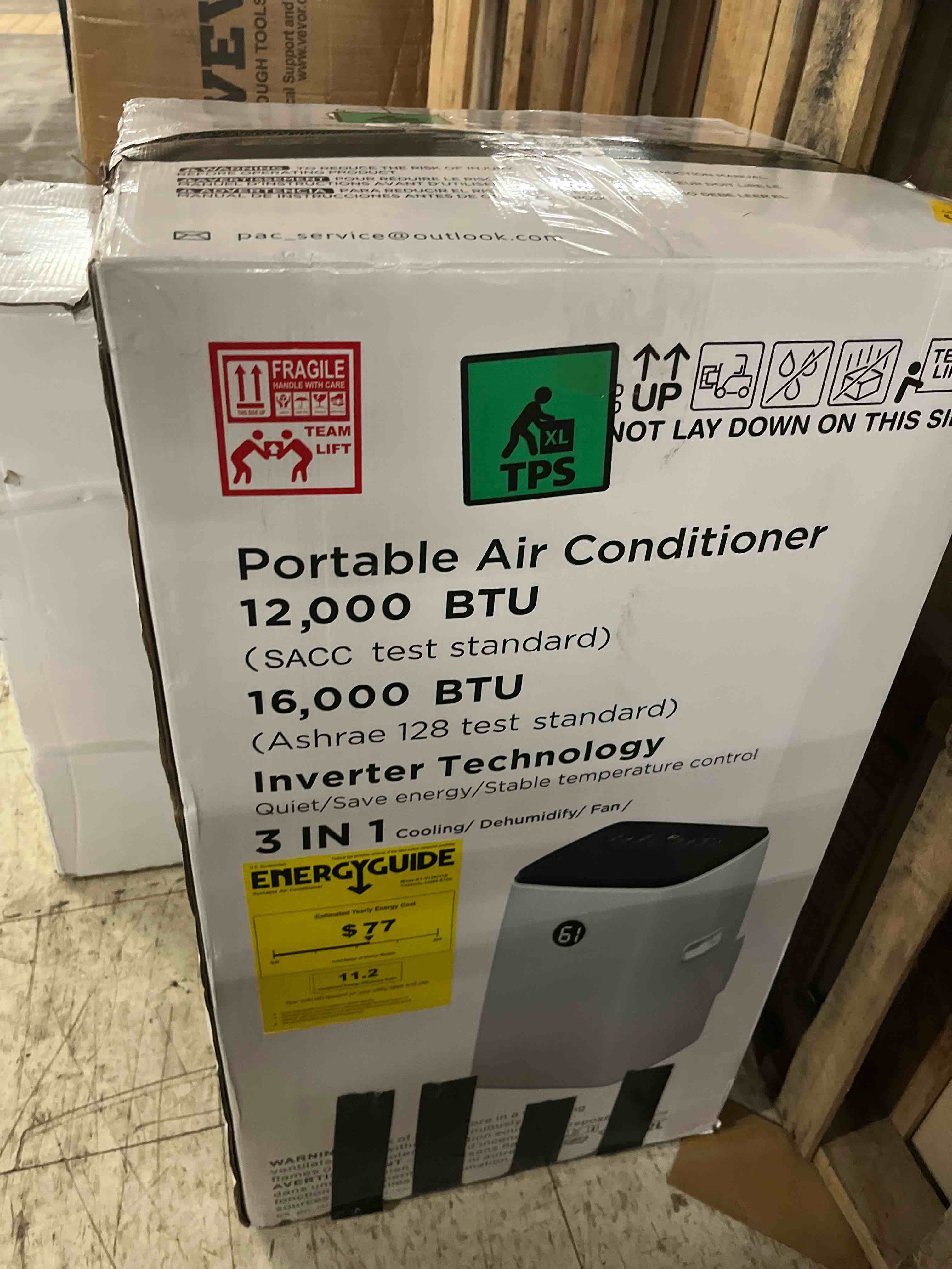 Condition photo showing New/Like New for 16000 btu inverter portable air conditioners, dual hose portable ac unit for rooms up to 800 sq. ft., 42db quiet sleep mode, 3-in-1 self-evaporating ac units with fan & dehumidifier, window kit