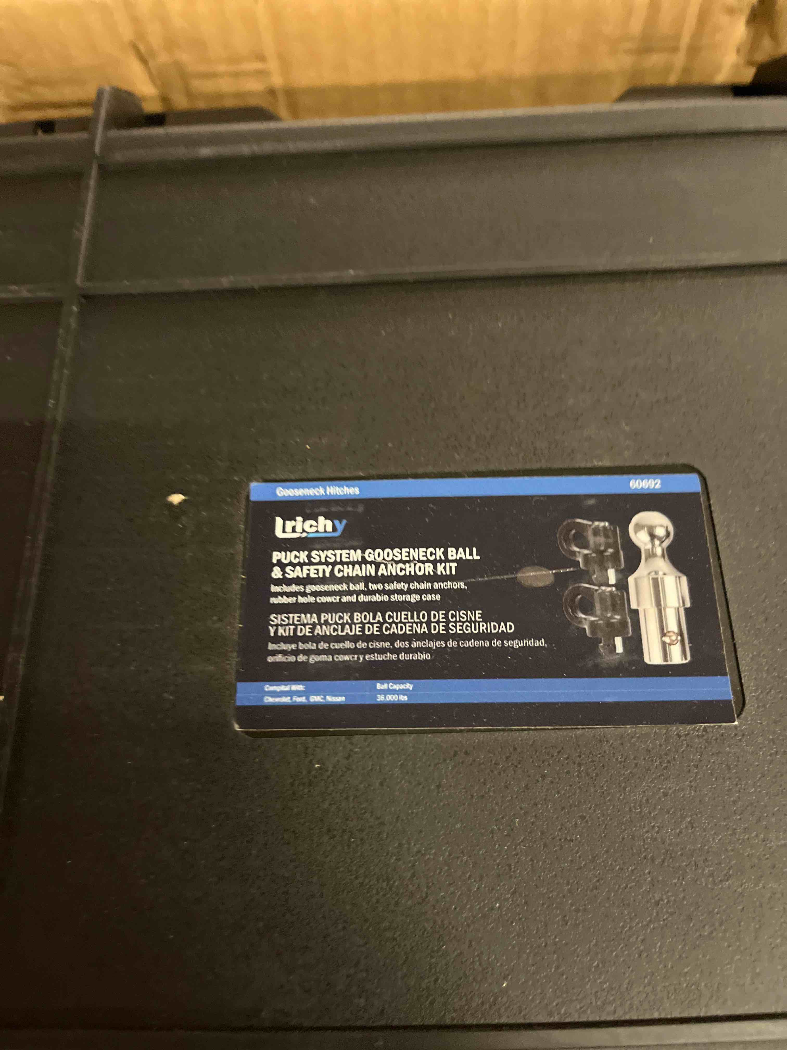 Condition photo showing New/Like New for 60618 upgraded 38k puck system gooseneck hitch ball kit with case compatible with 2013-2026 dodge ram 2500 3500, 2-5/16 in hitch ball for truck bed with 2 gooseneck safety chain anchors